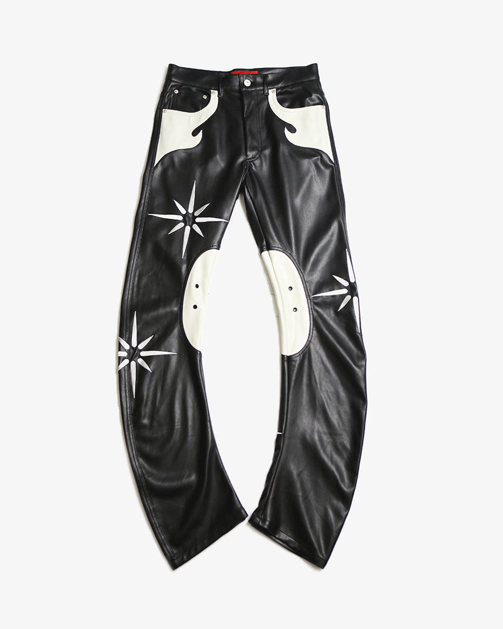 KUSIKOHC RIDER FAUX LEATHER PANTS訳アリ KUSIKOHC Black & Beige Rider Leather Pants KUSIKOHC