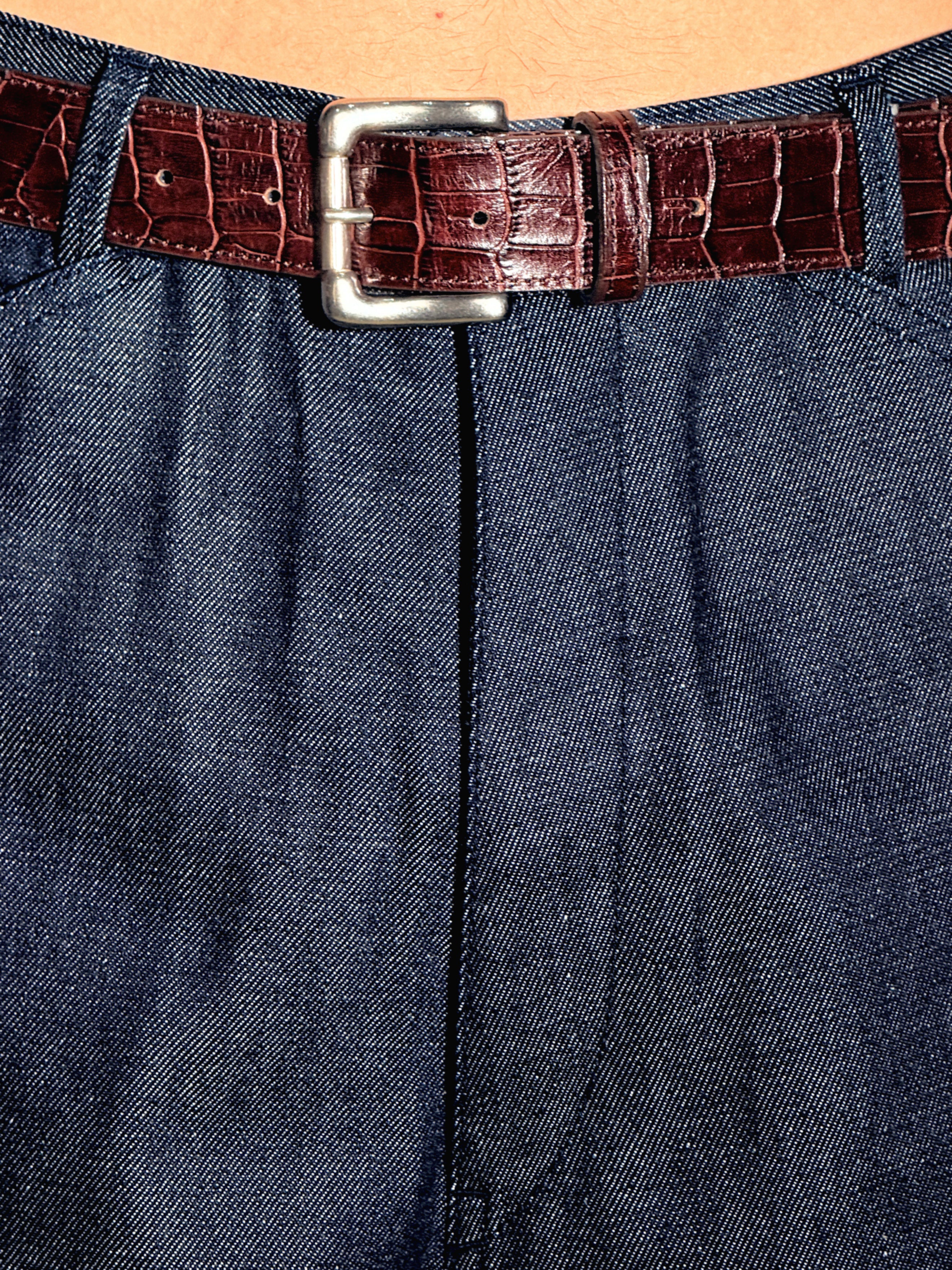 Omar Afridi / Embossed Crocodile Belt Brown - Road Sign