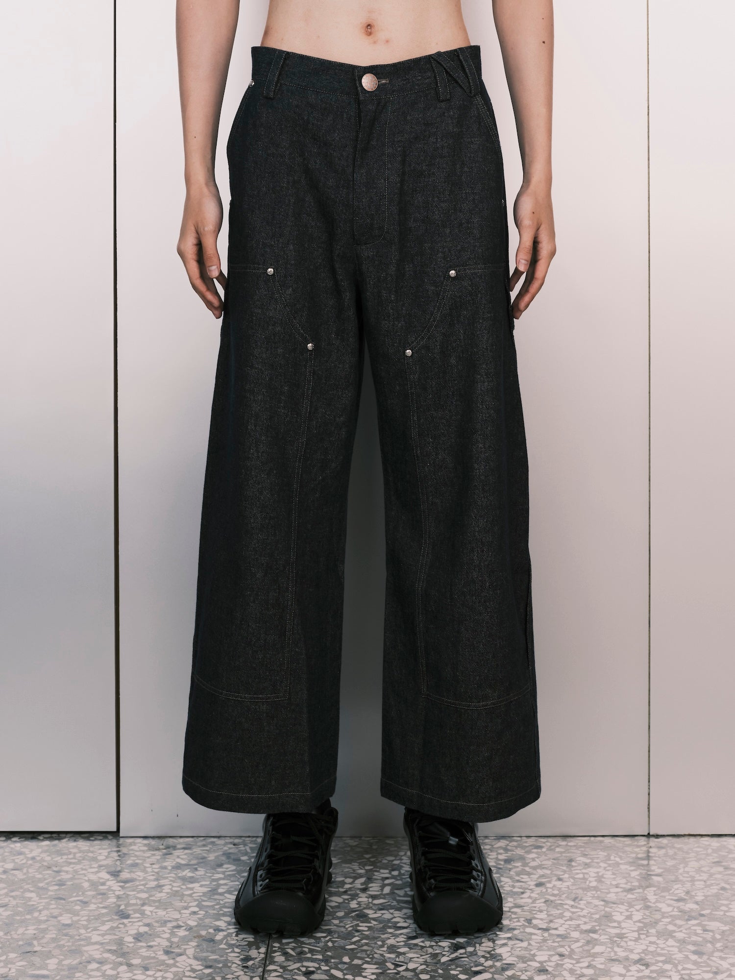 パンツ NULLUS 26ss NEO PLEAT LOGGER DENIM NULLUS / Neo Pleat Logger Denim Linen Denim Blue - Road Sign