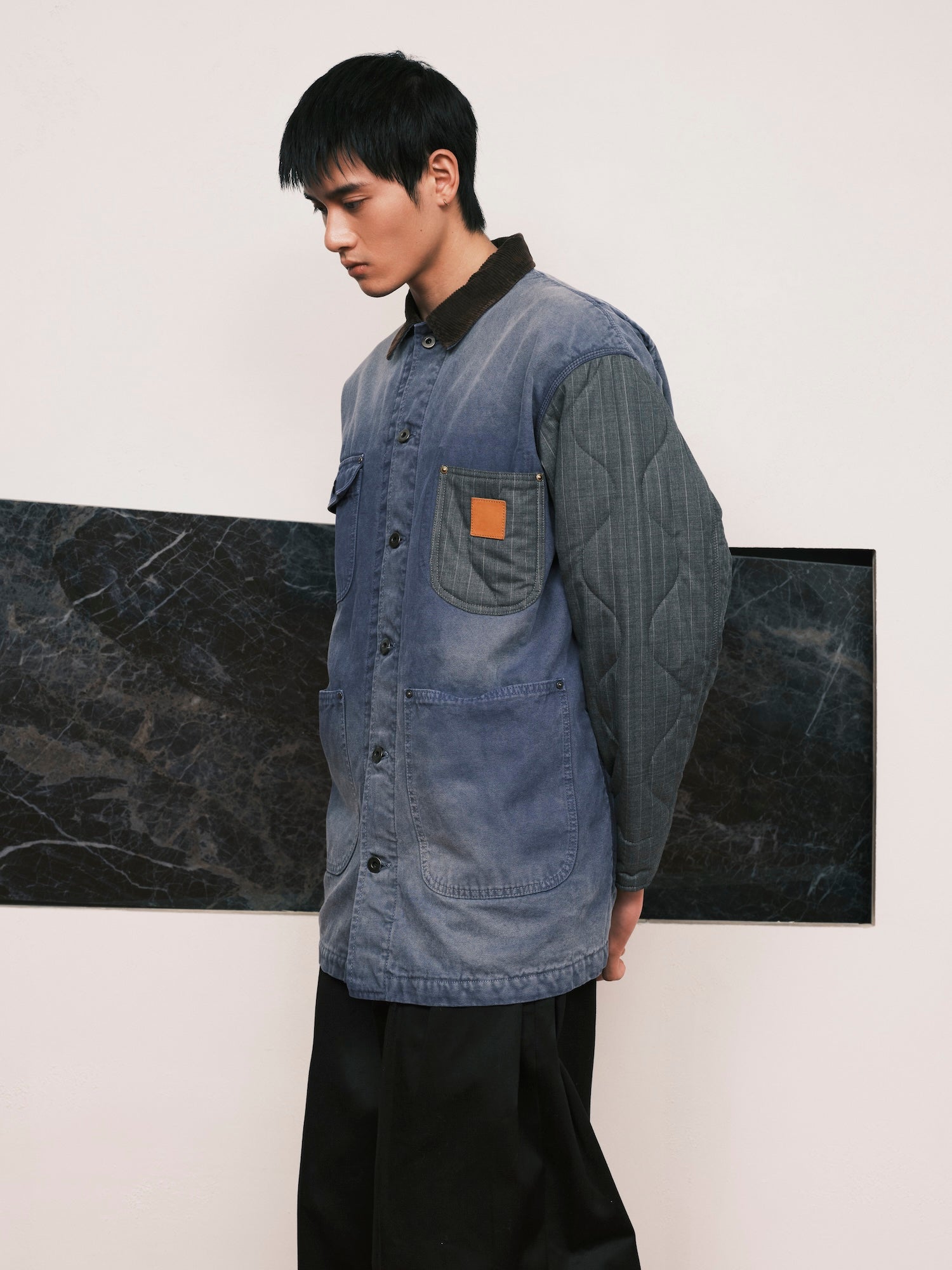 KHOKI / Vintage-effect work coat Blue - Road Sign