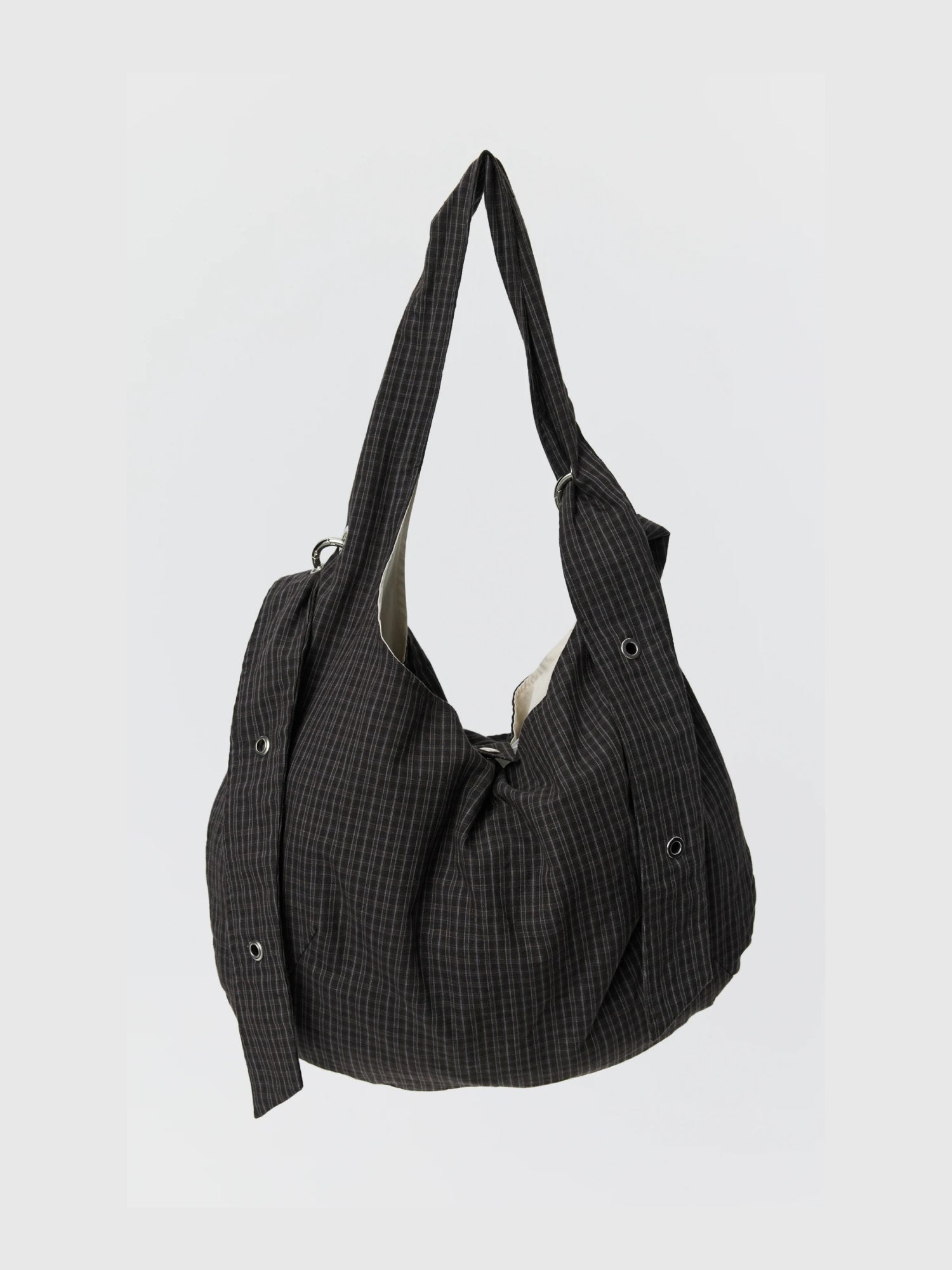 mfpen / Eyelet Shoulder Bag Dark Linen Check - Road Sign