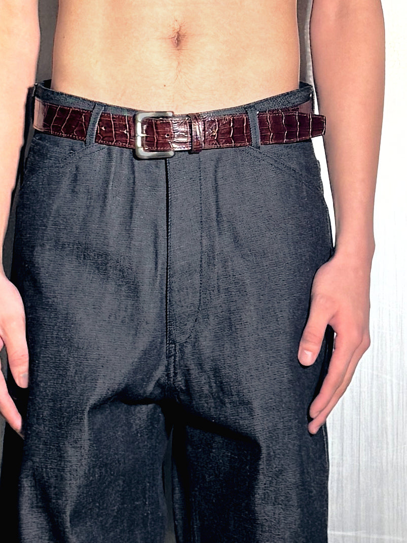 Omar Afridi / Embossed Crocodile Belt Brown - Road Sign