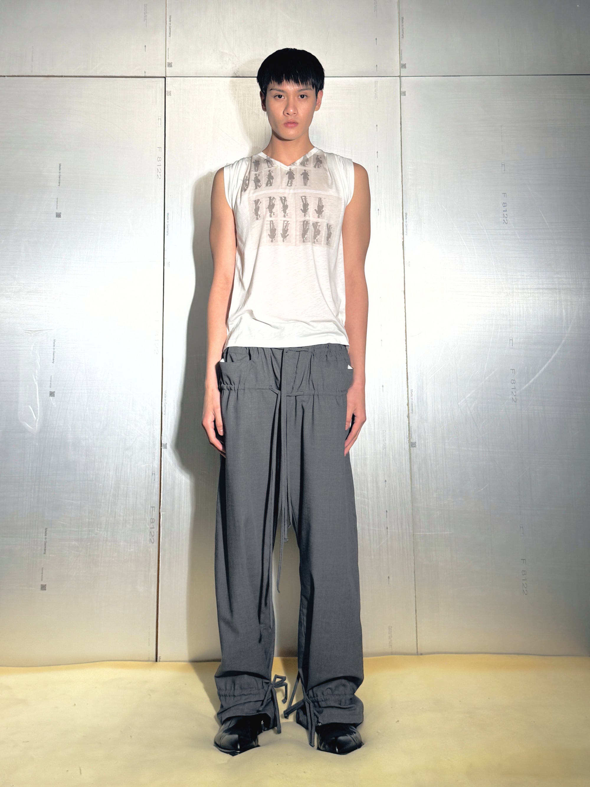 Pleated V-Neck T-Shirt