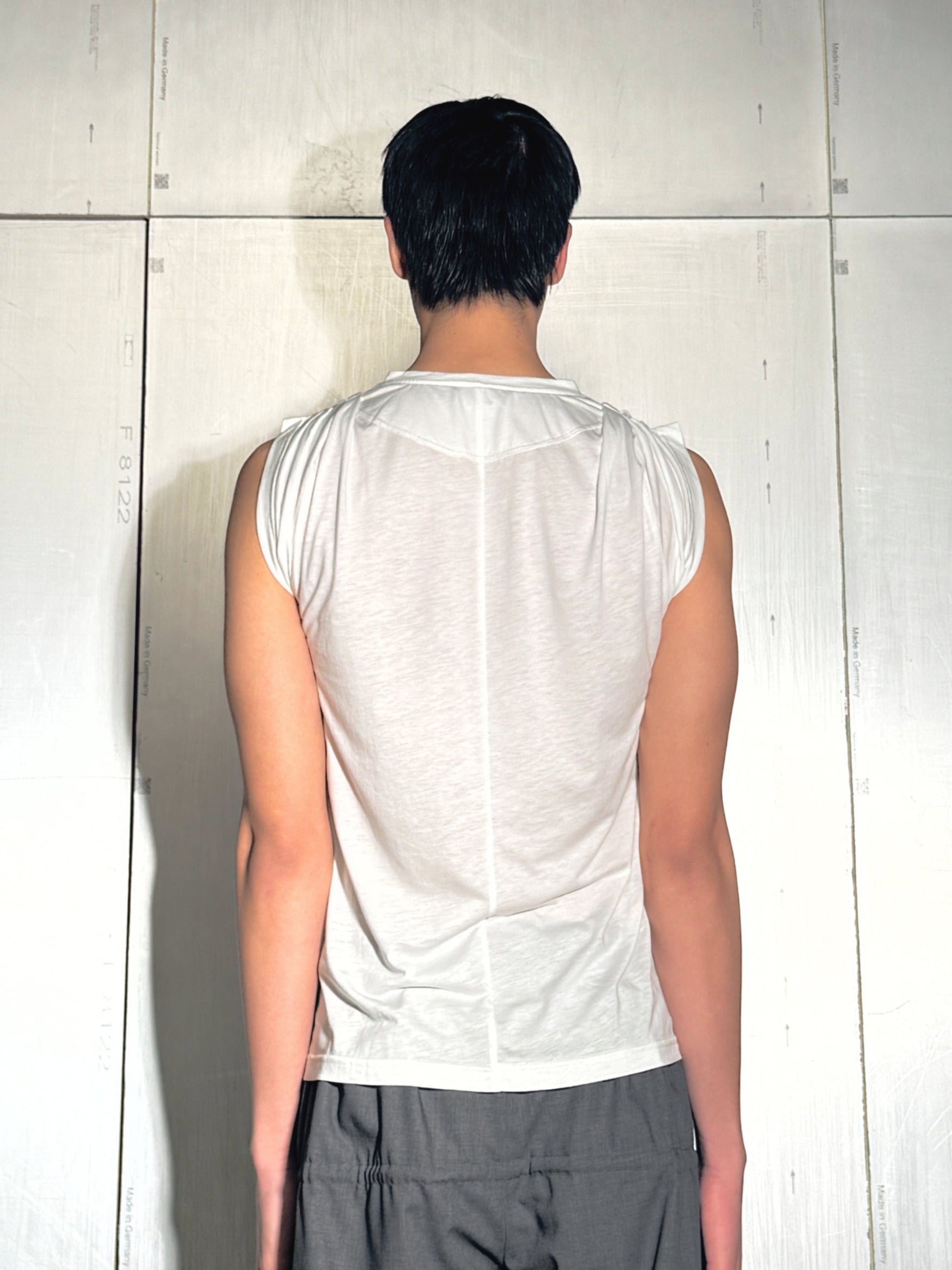 Pleated V-Neck T-Shirt