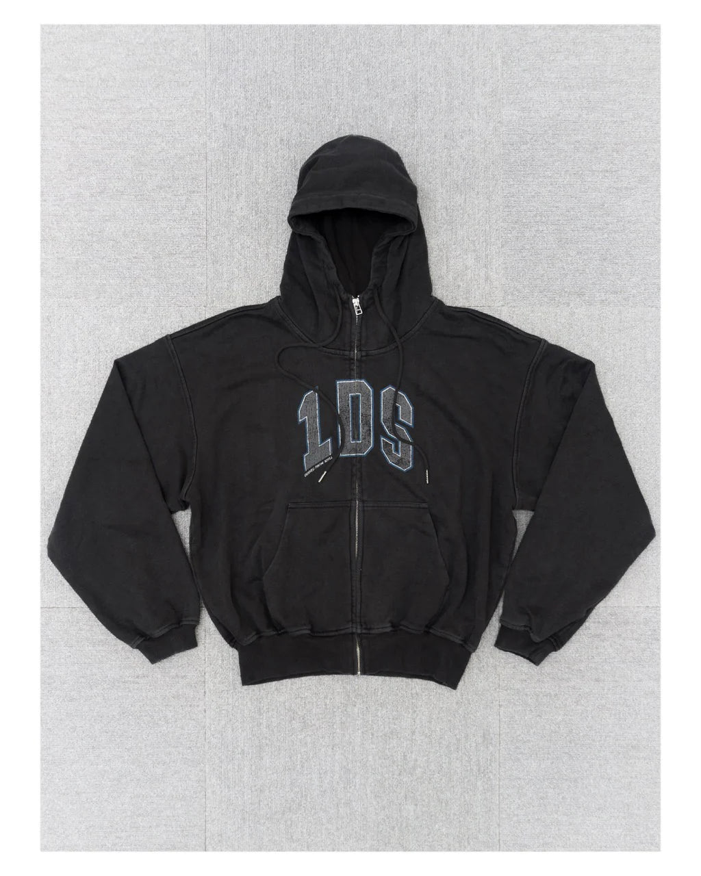 1ds Emblem Zip Up Washed Black