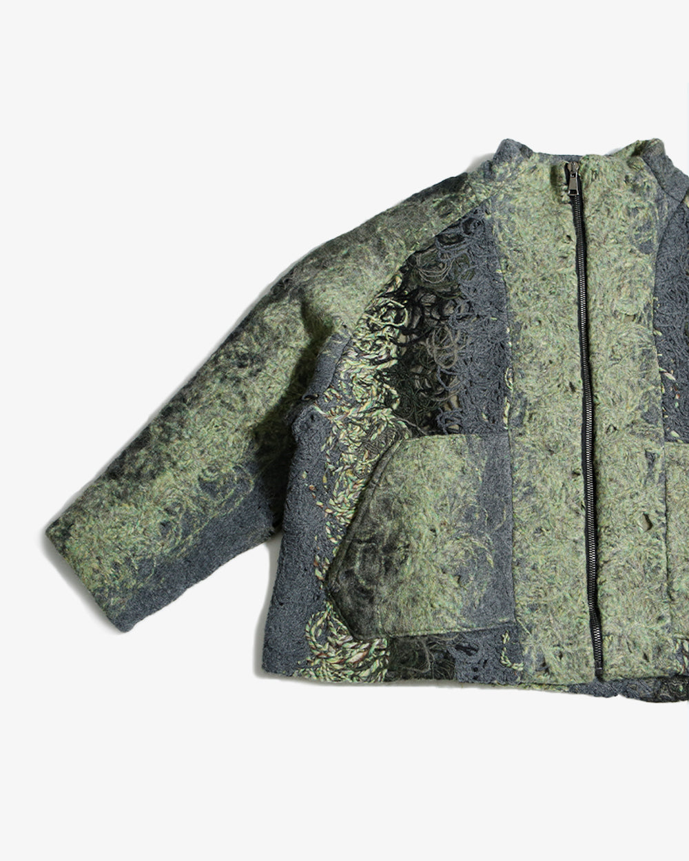 Zip Fleece Jacket M5 (Grey&Green)