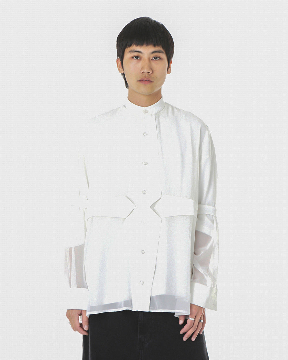 Sheer Embellished Shirt White
