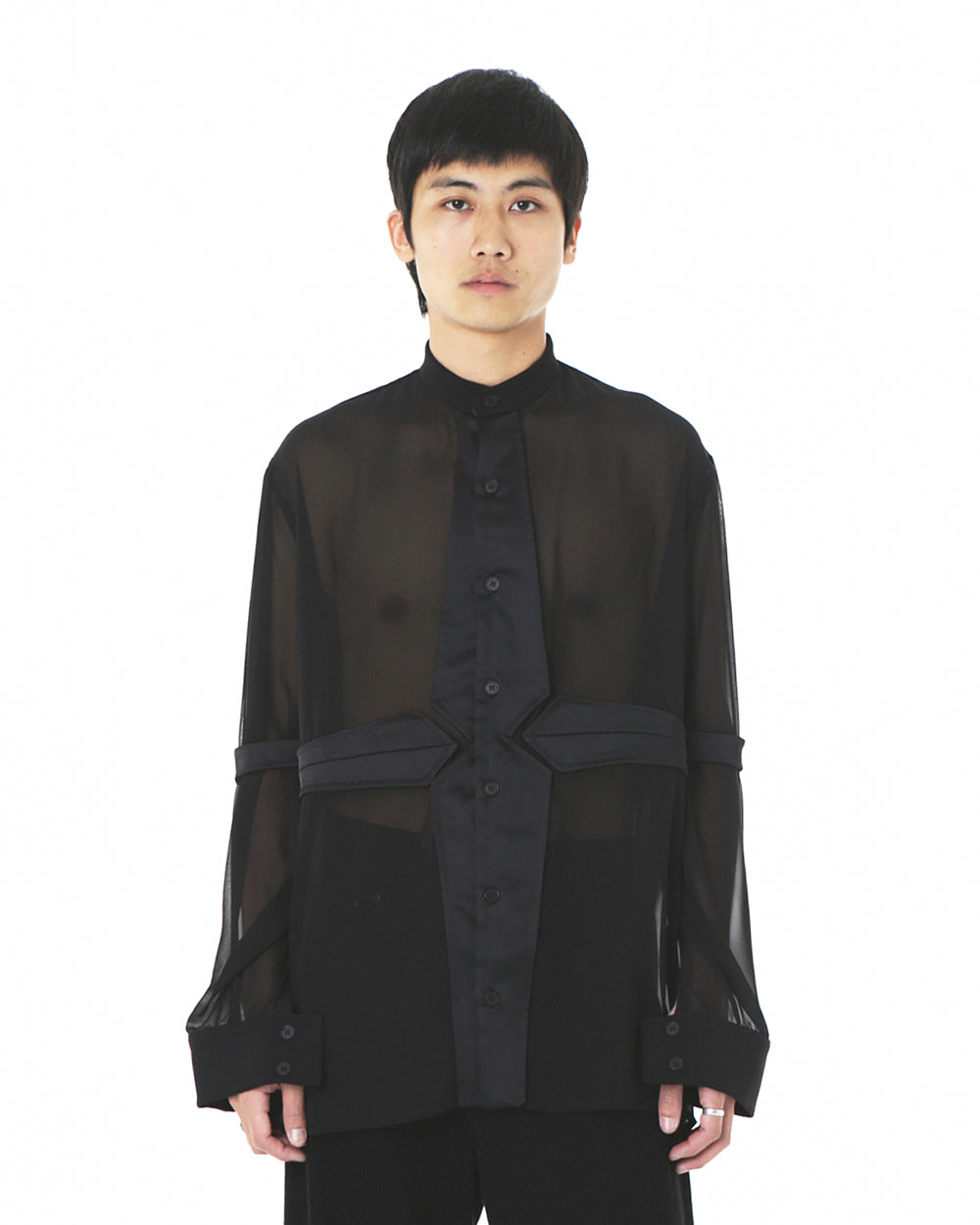 Sheer Embellished Shirt Black