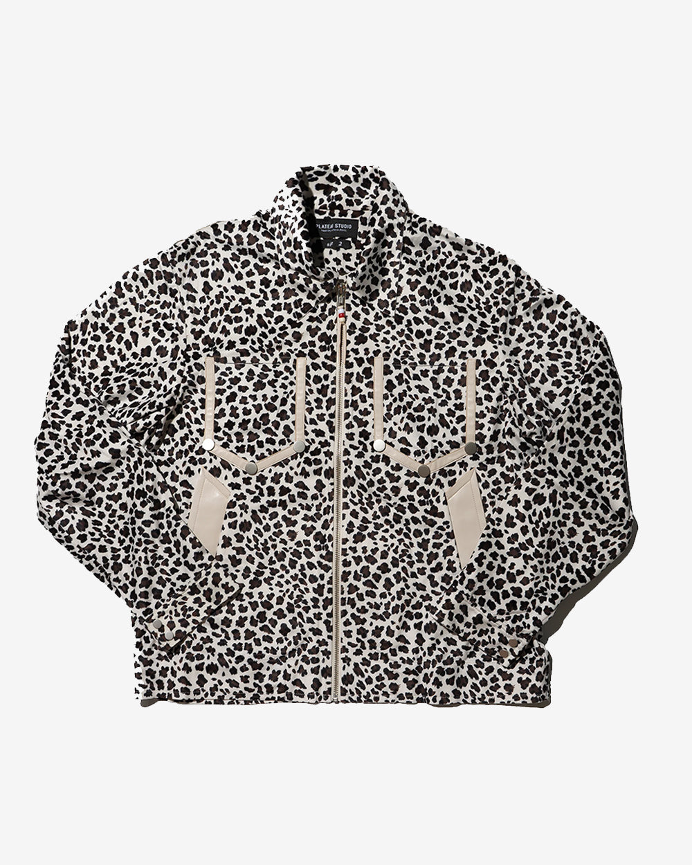 Leopard Zip Up Jacket Wht/Blk