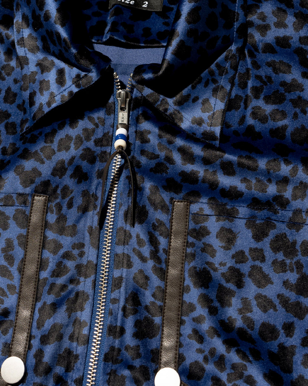 Leopard Zip Up Jacket Blue/Blk