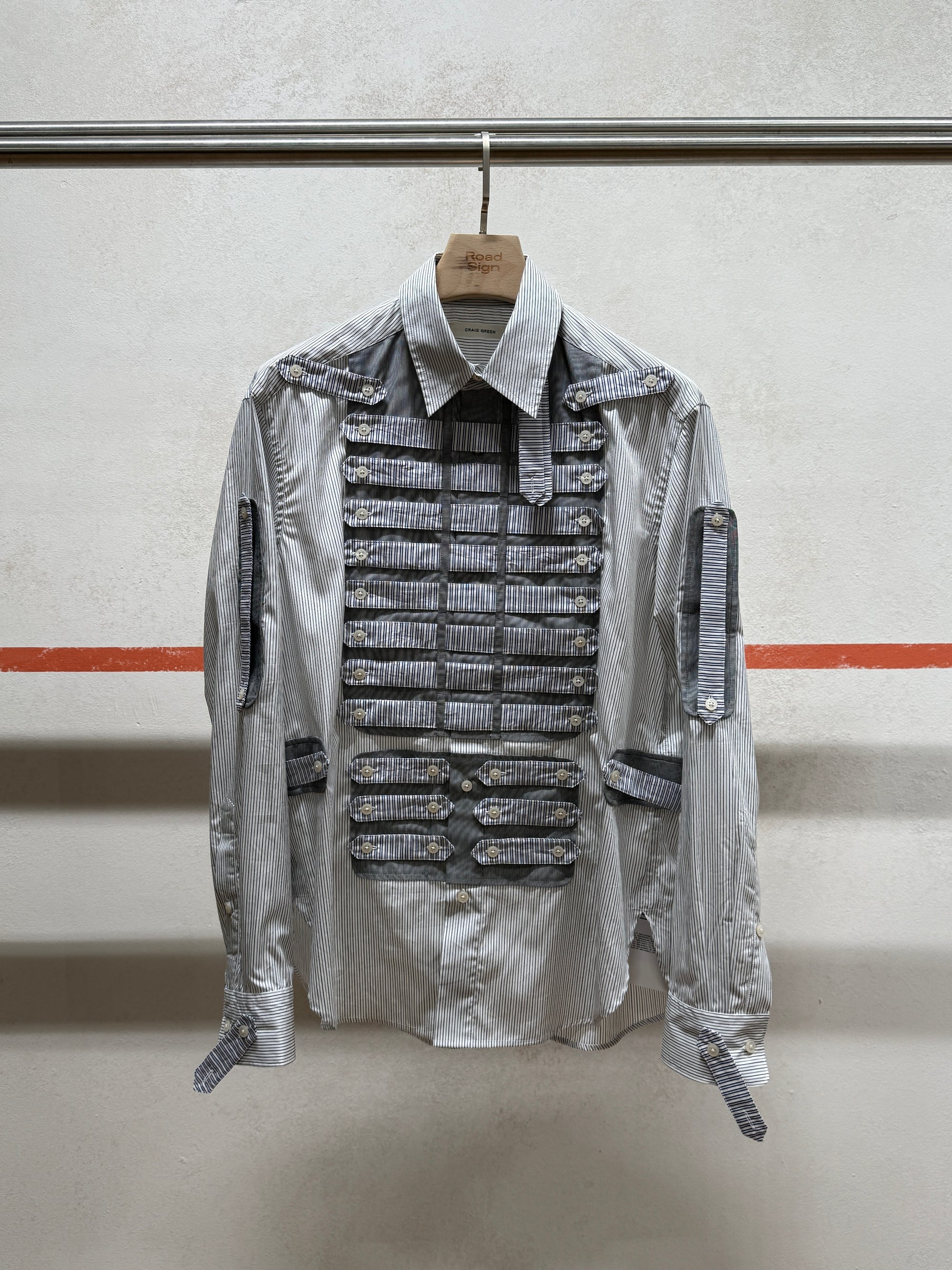 Multi Tab Shirt White Stripe