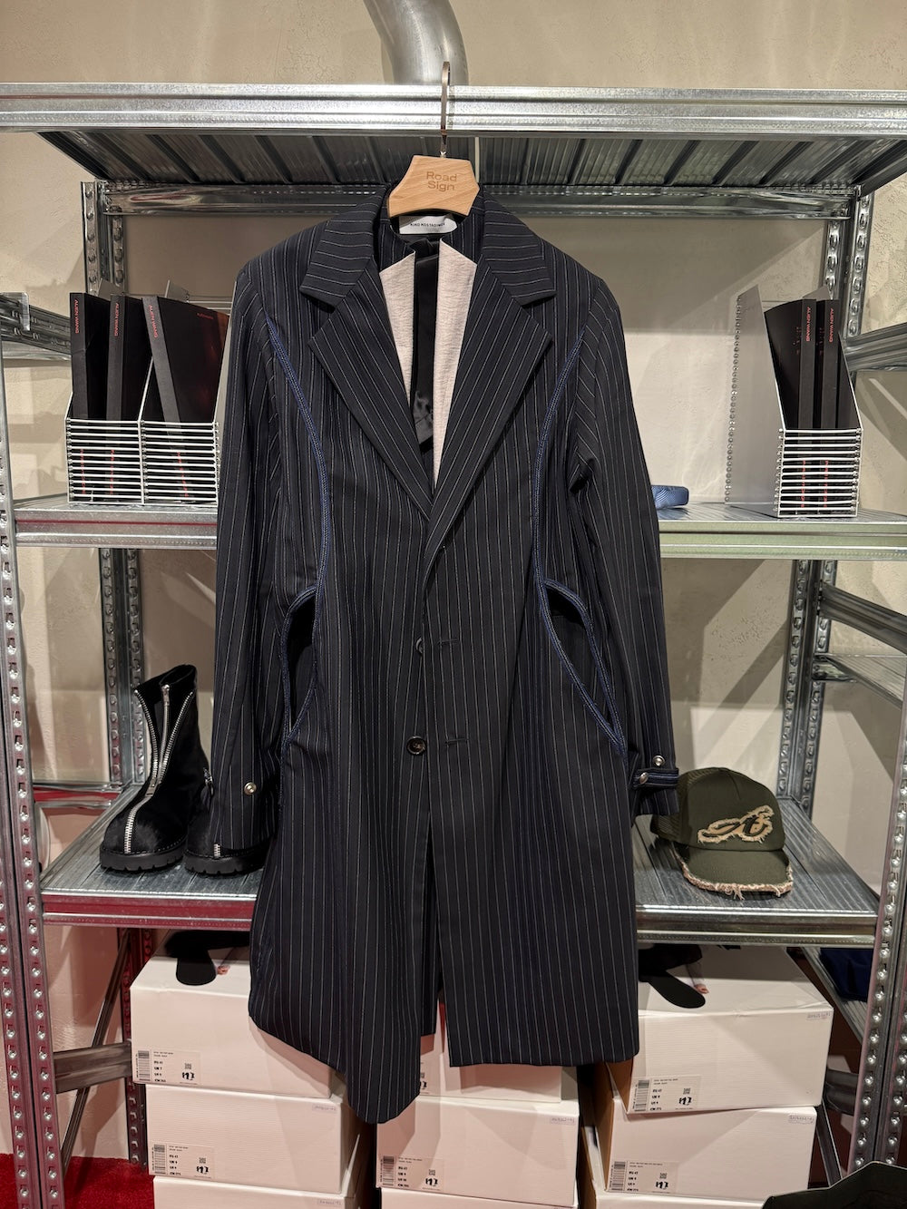 KIKO KOSTADINOV SS21 3M Pinstripe Freydal Long Coat