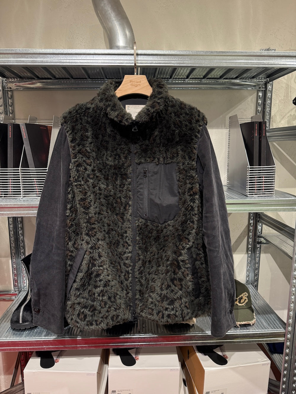 Sacai 19AW Leopard Print Faux-fur Coat