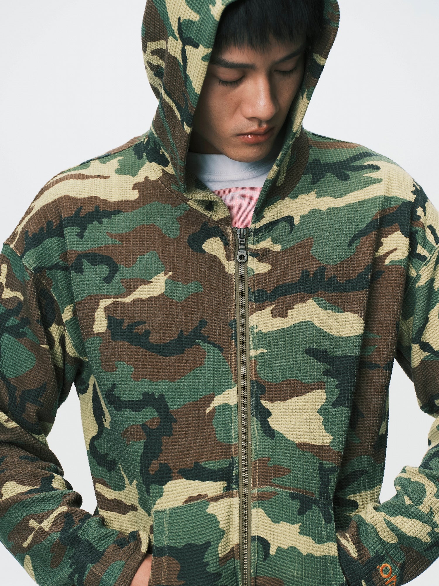 Slim Waffle Zip Hoodie