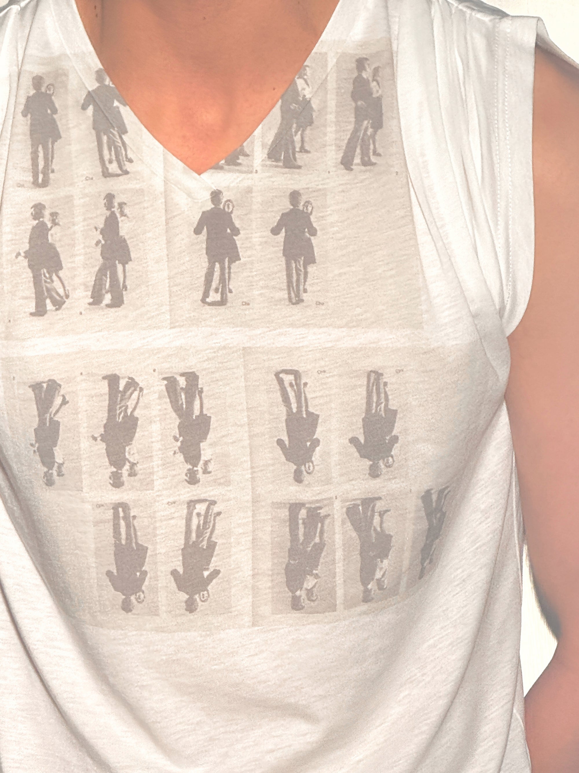 Pleated V-Neck T-Shirt