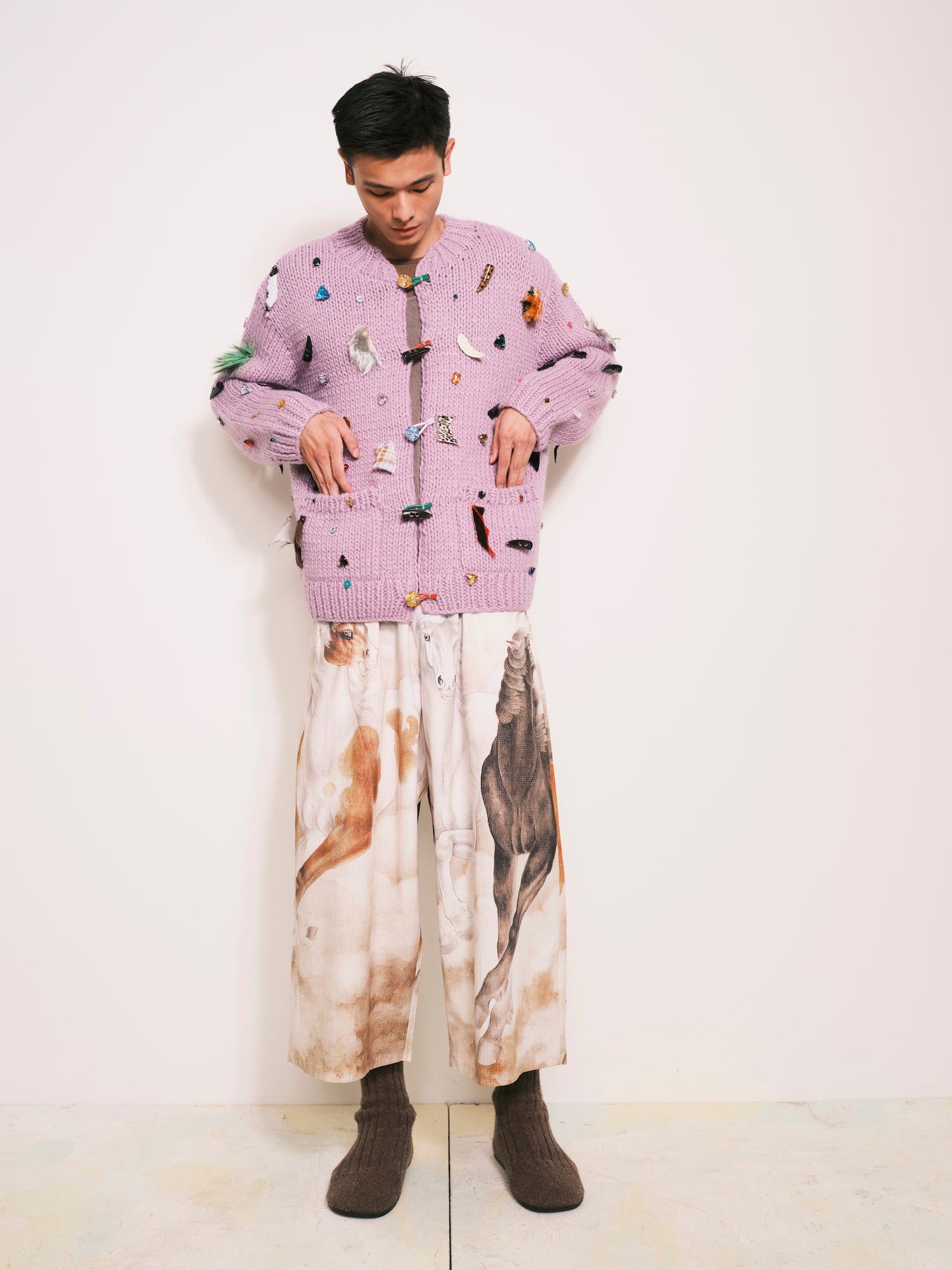 Leather Scrap Cardigan