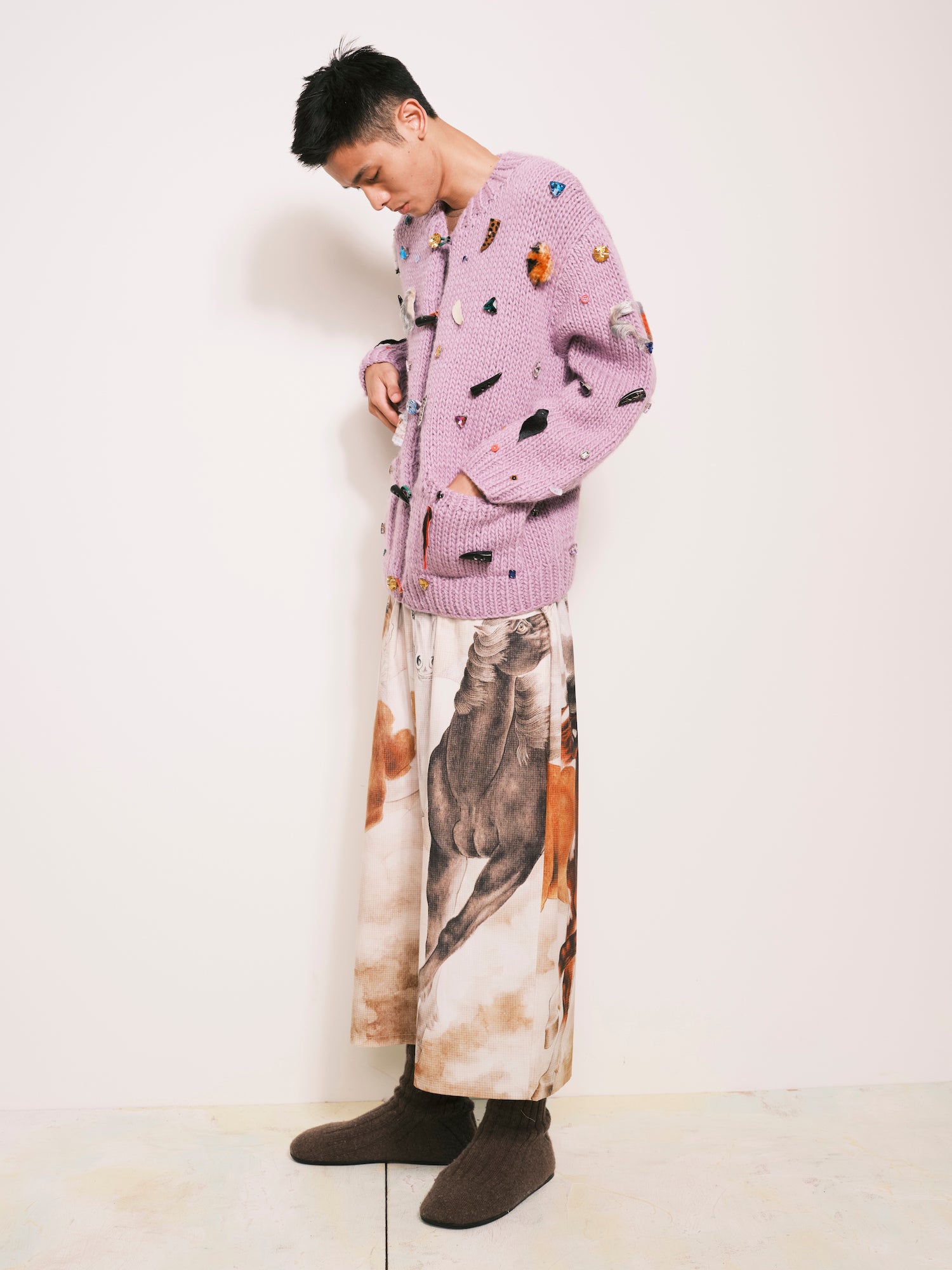 Leather Scrap Cardigan