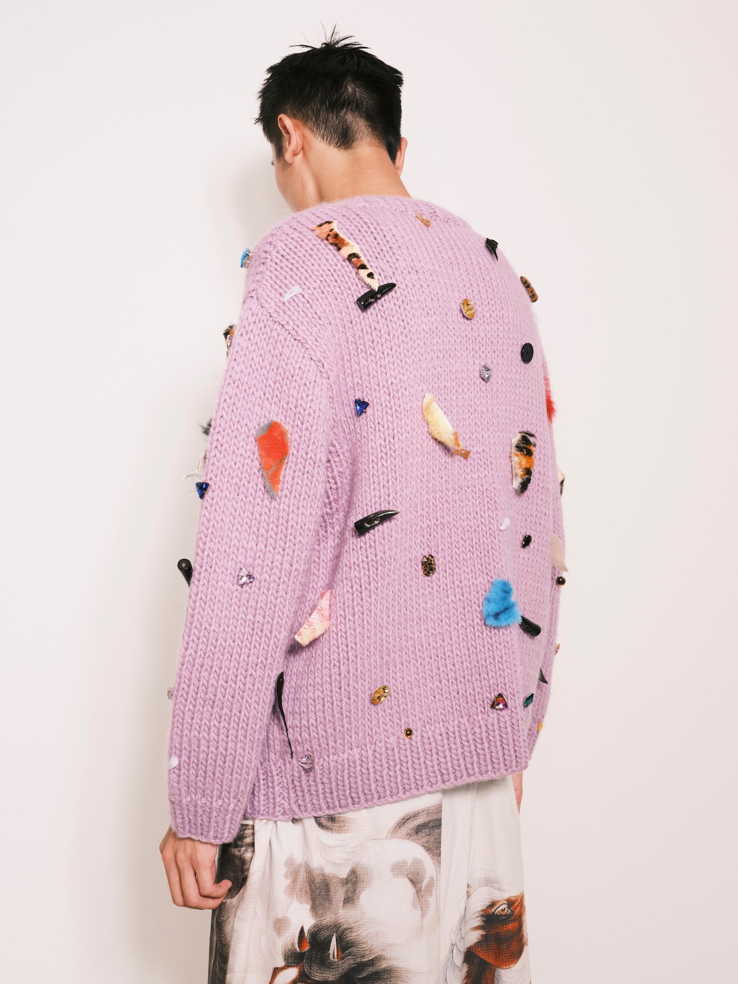 Leather Scrap Cardigan