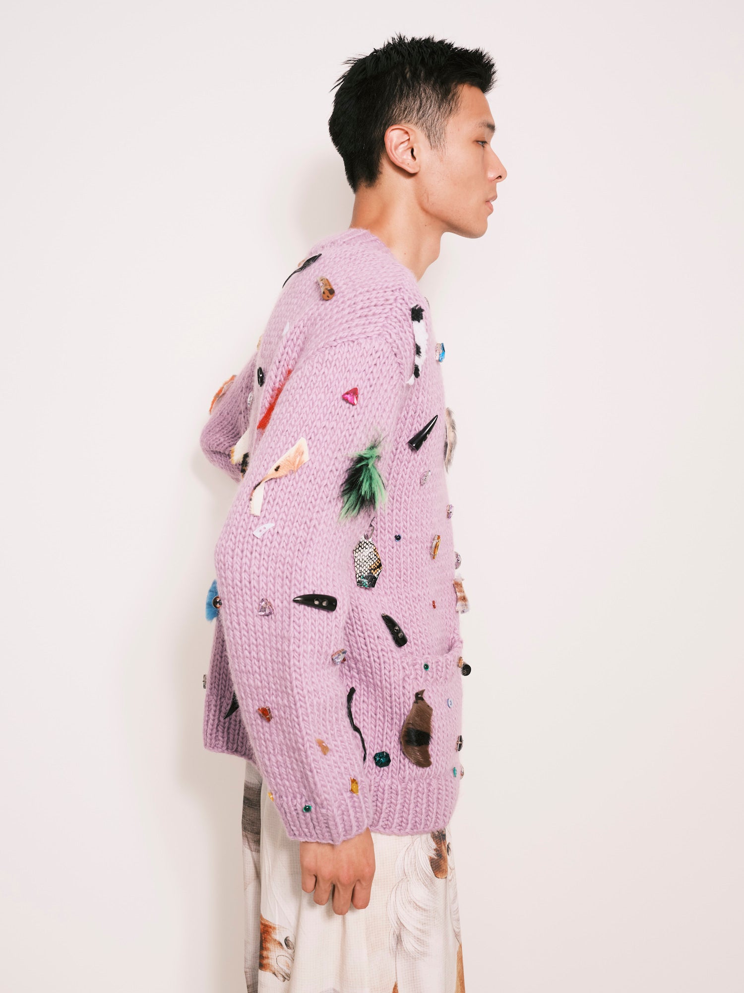 Leather Scrap Cardigan