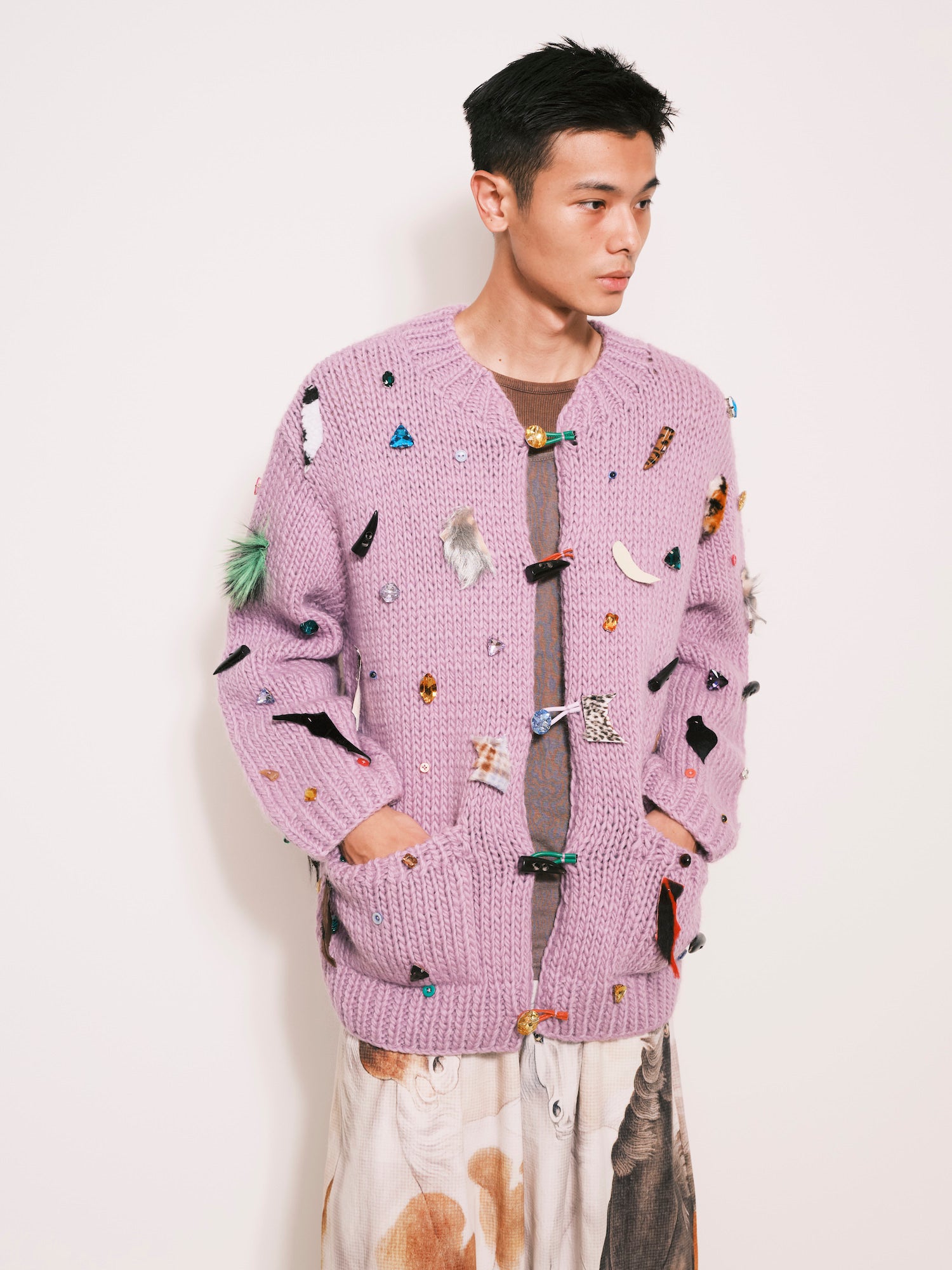 Leather Scrap Cardigan