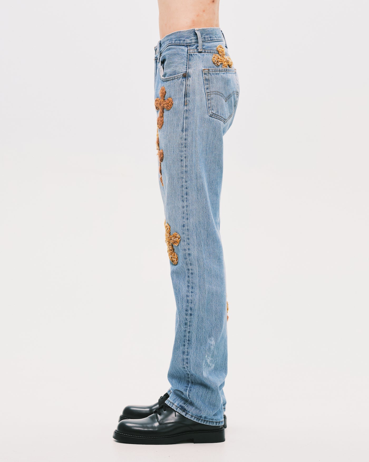 Y.A.R.N. / 3D cross knit motif Levi's 501 Denim Yellow/Brown