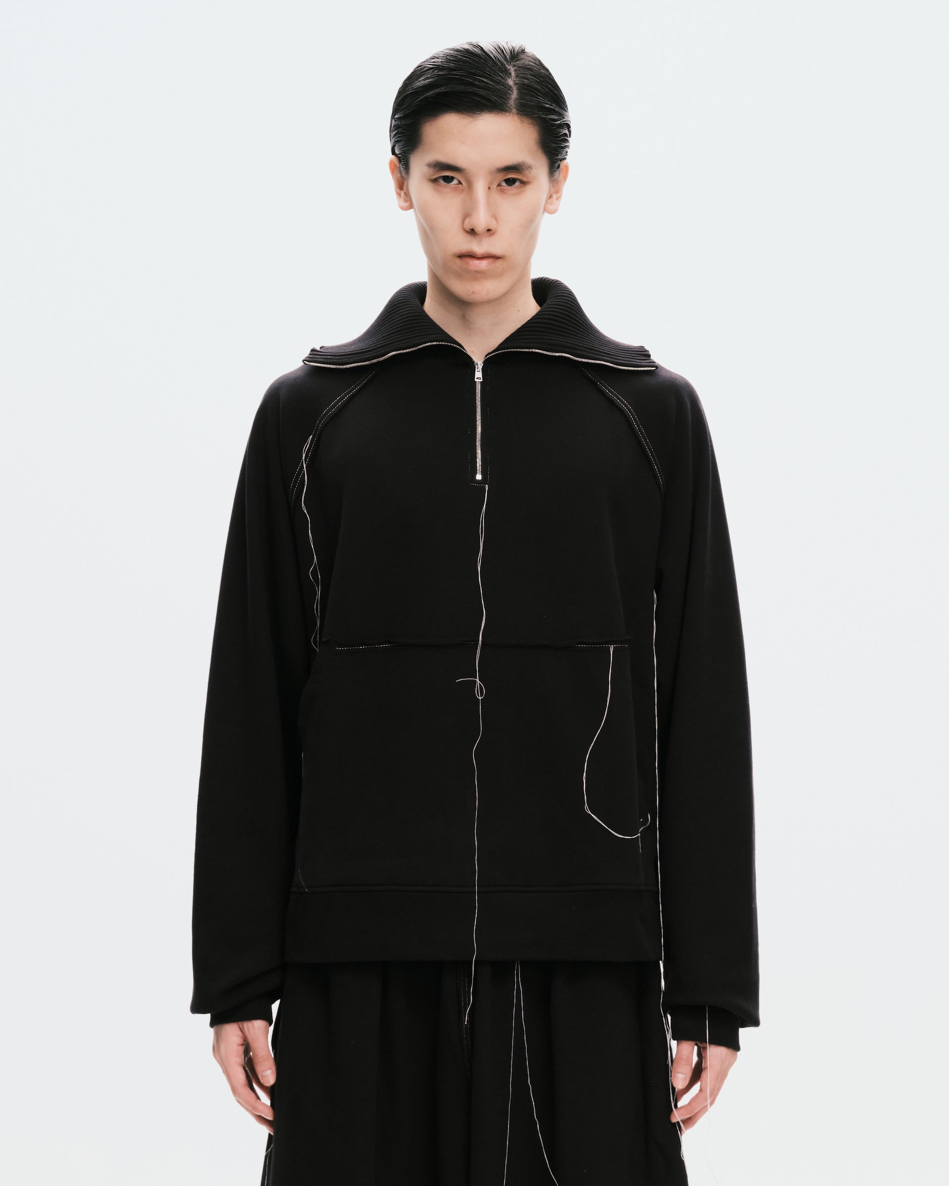 AIREI / Stitch Zipped Collar Sweatshirt - Road Sign