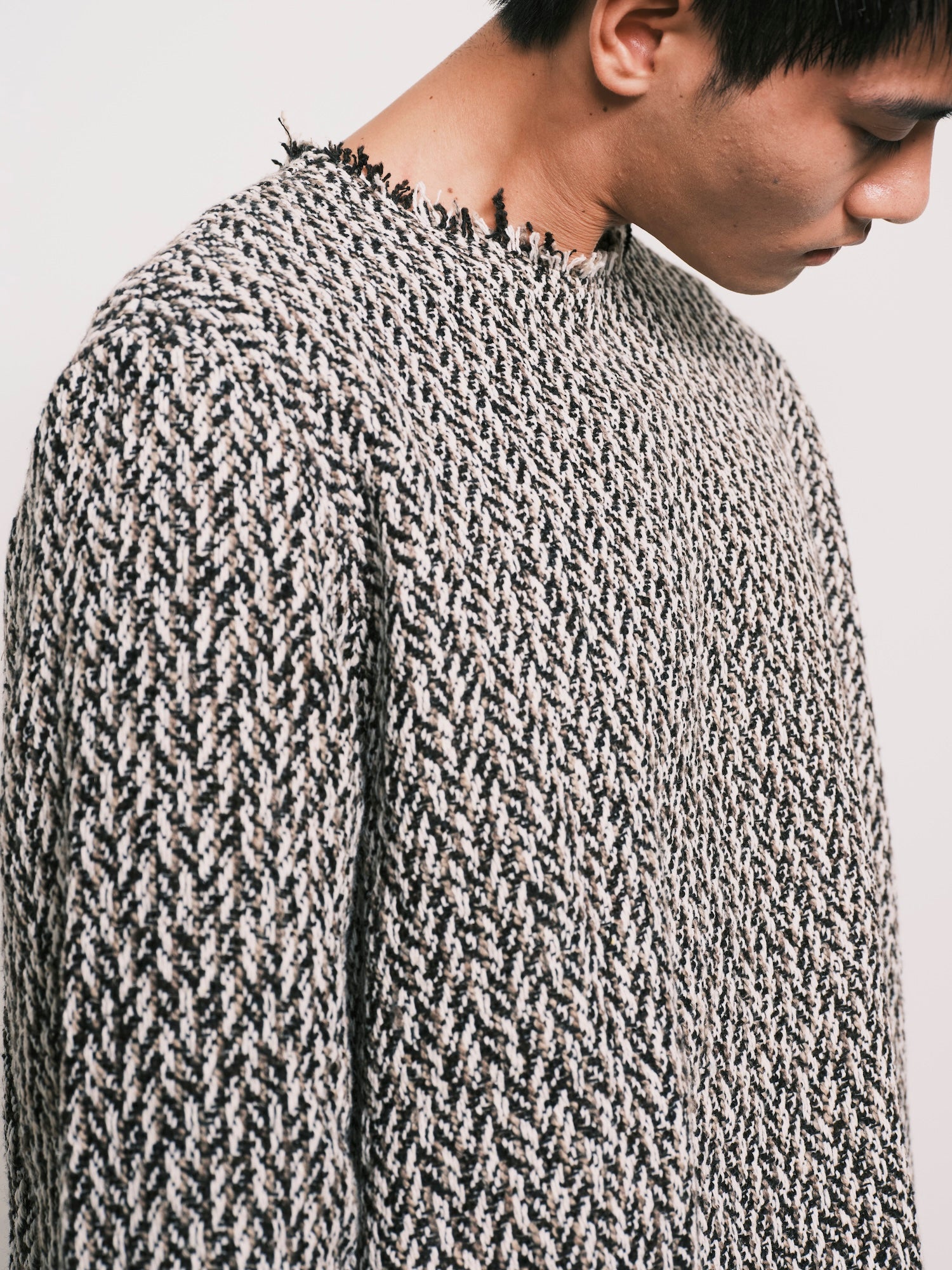 Self-Tie Woven Sweater