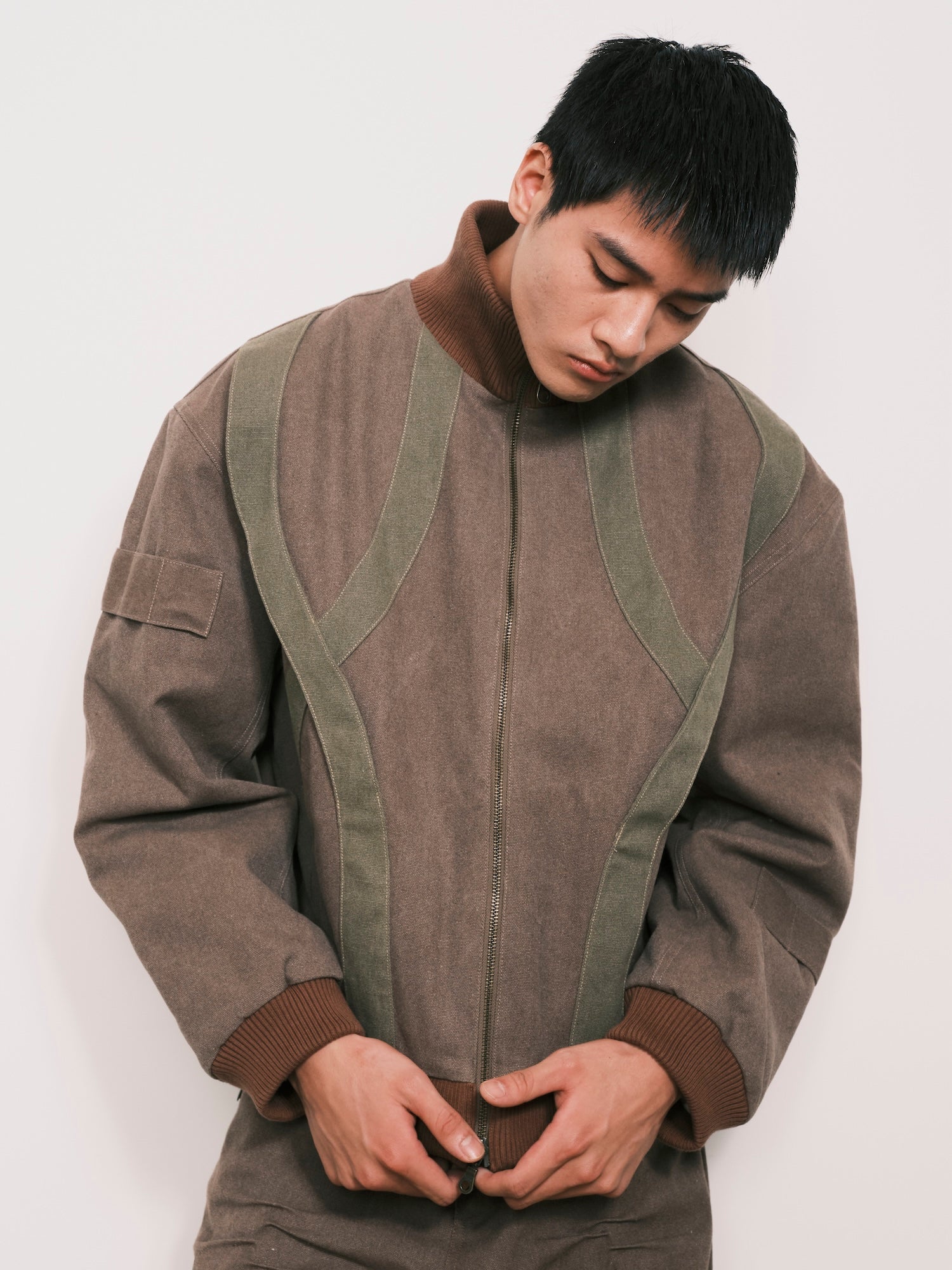 near4rest / “Umoja” PATCHWORK PADDED BOMBER Brown - Road Sign