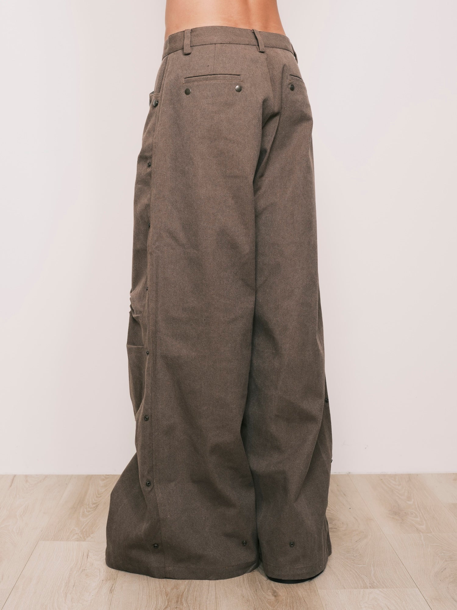 Brown Wrinkle Snaps Pants