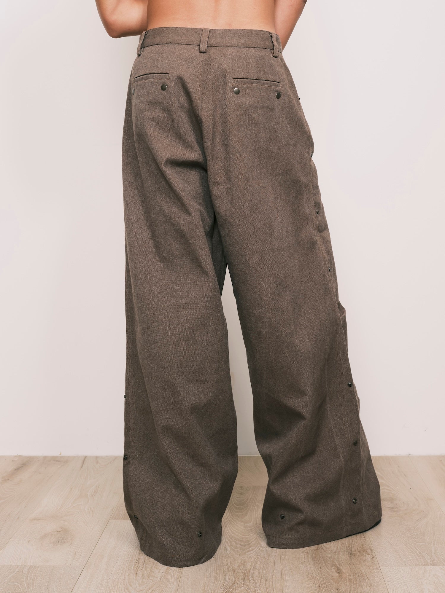 Brown Wrinkle Snaps Pants