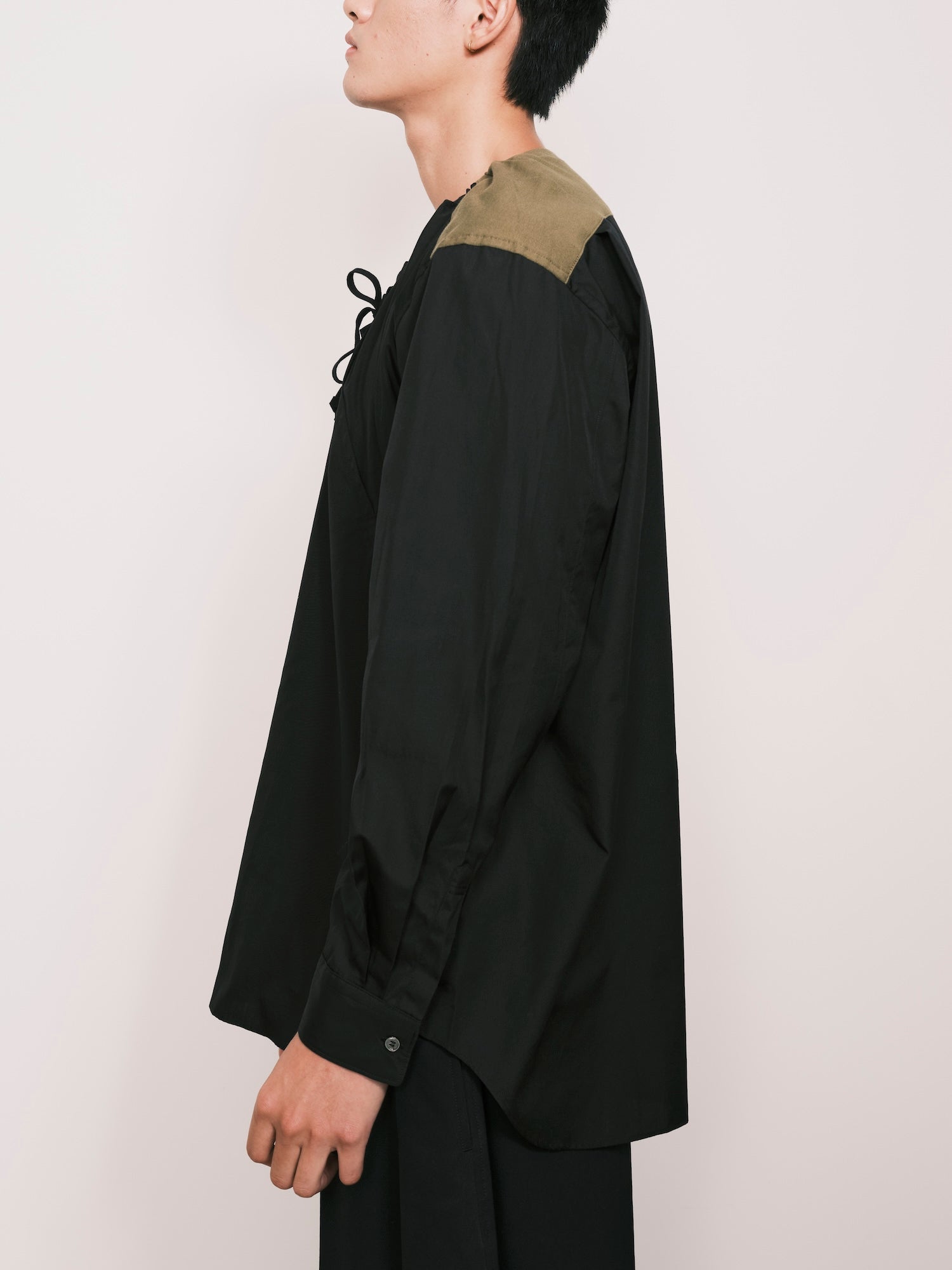 Drawstring-collar Shirt