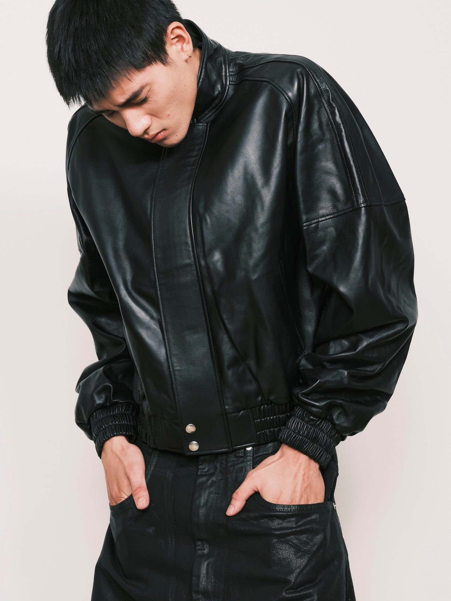 LU'U DAN / Blouson Leather Jacket Black - Road Sign