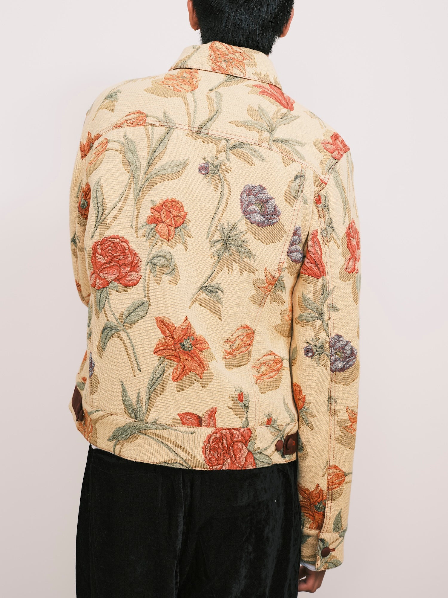 Floral Jacquard Trucker Jacket