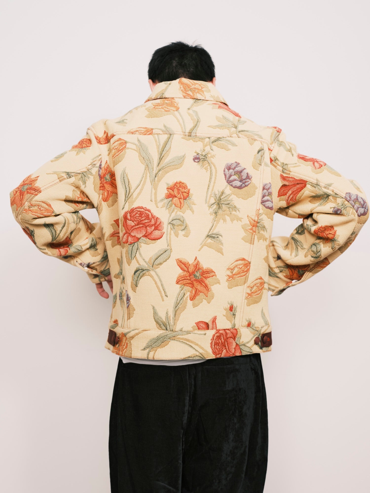 Floral Jacquard Trucker Jacket