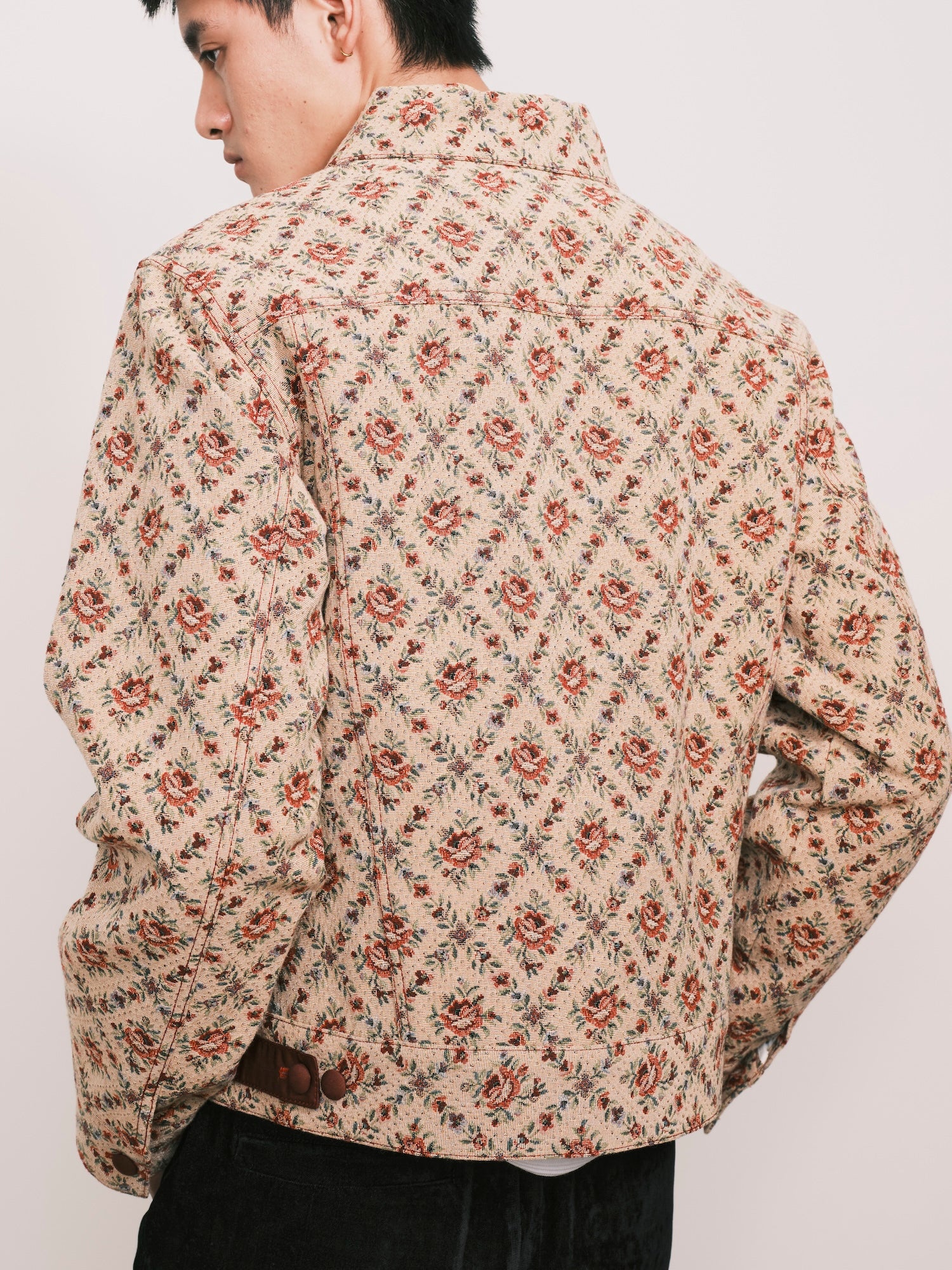 Floral Jacquard Trucker Jacket
