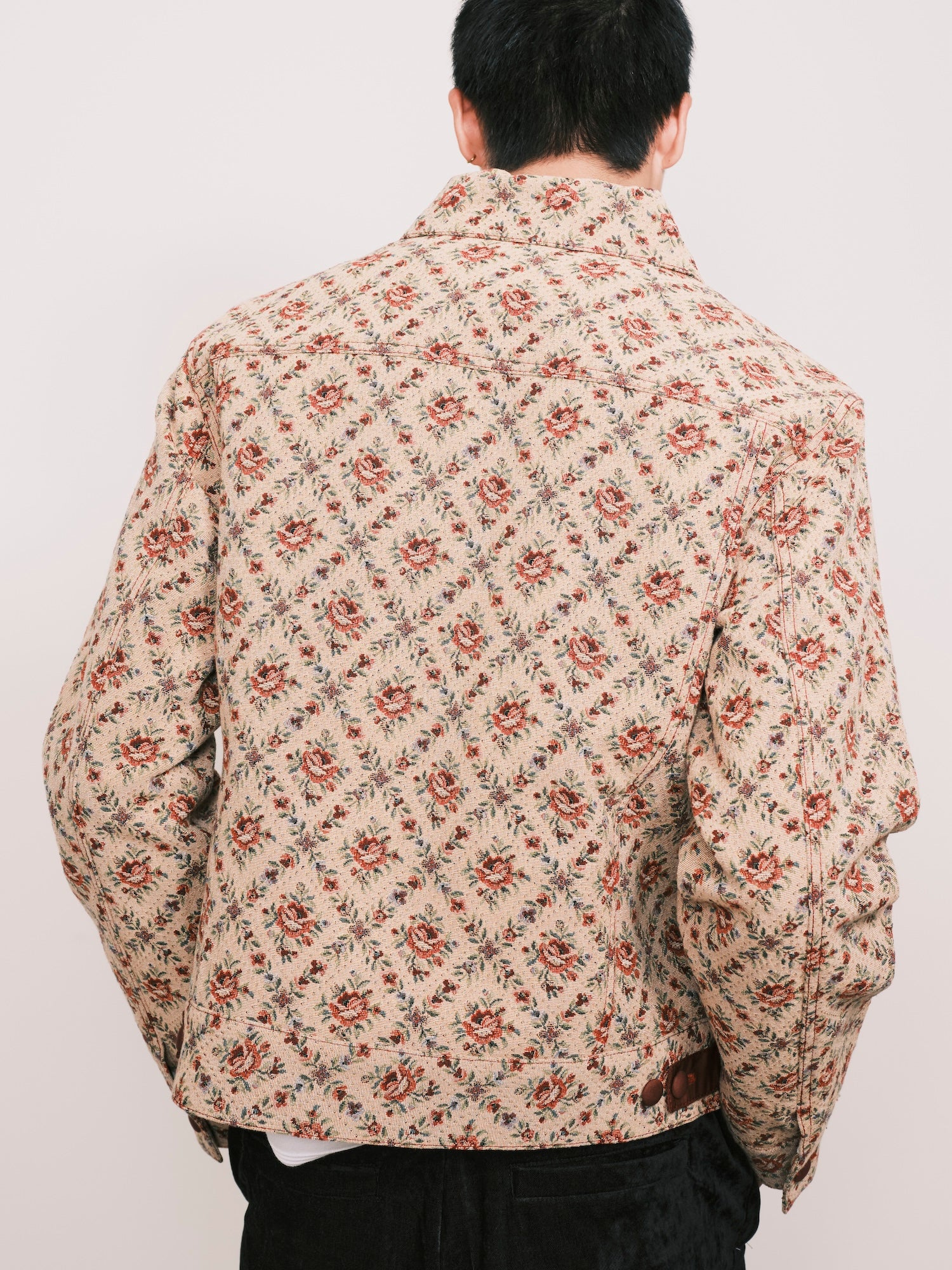 Floral Jacquard Trucker Jacket
