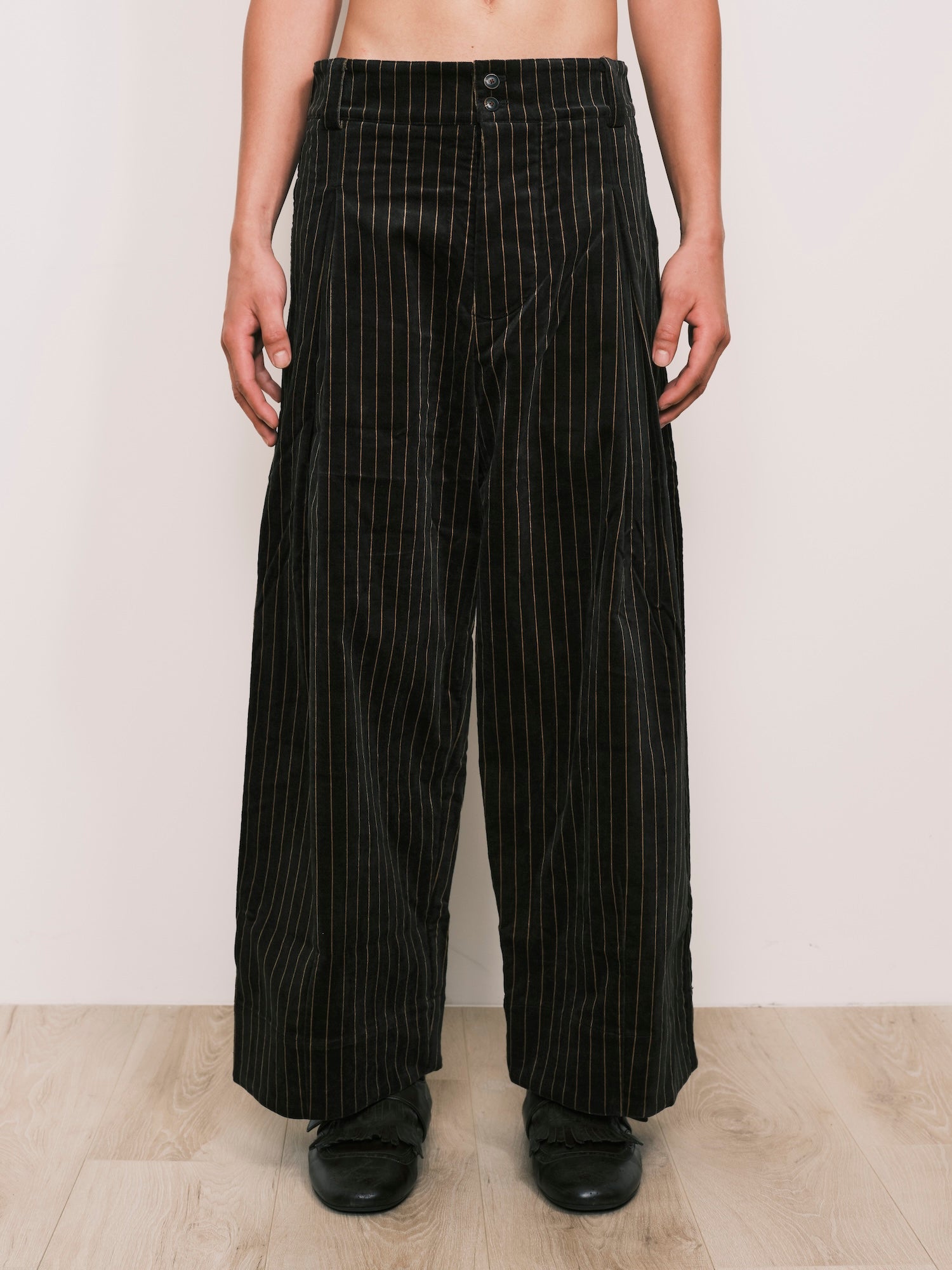 Velvet Pinstripe Pants