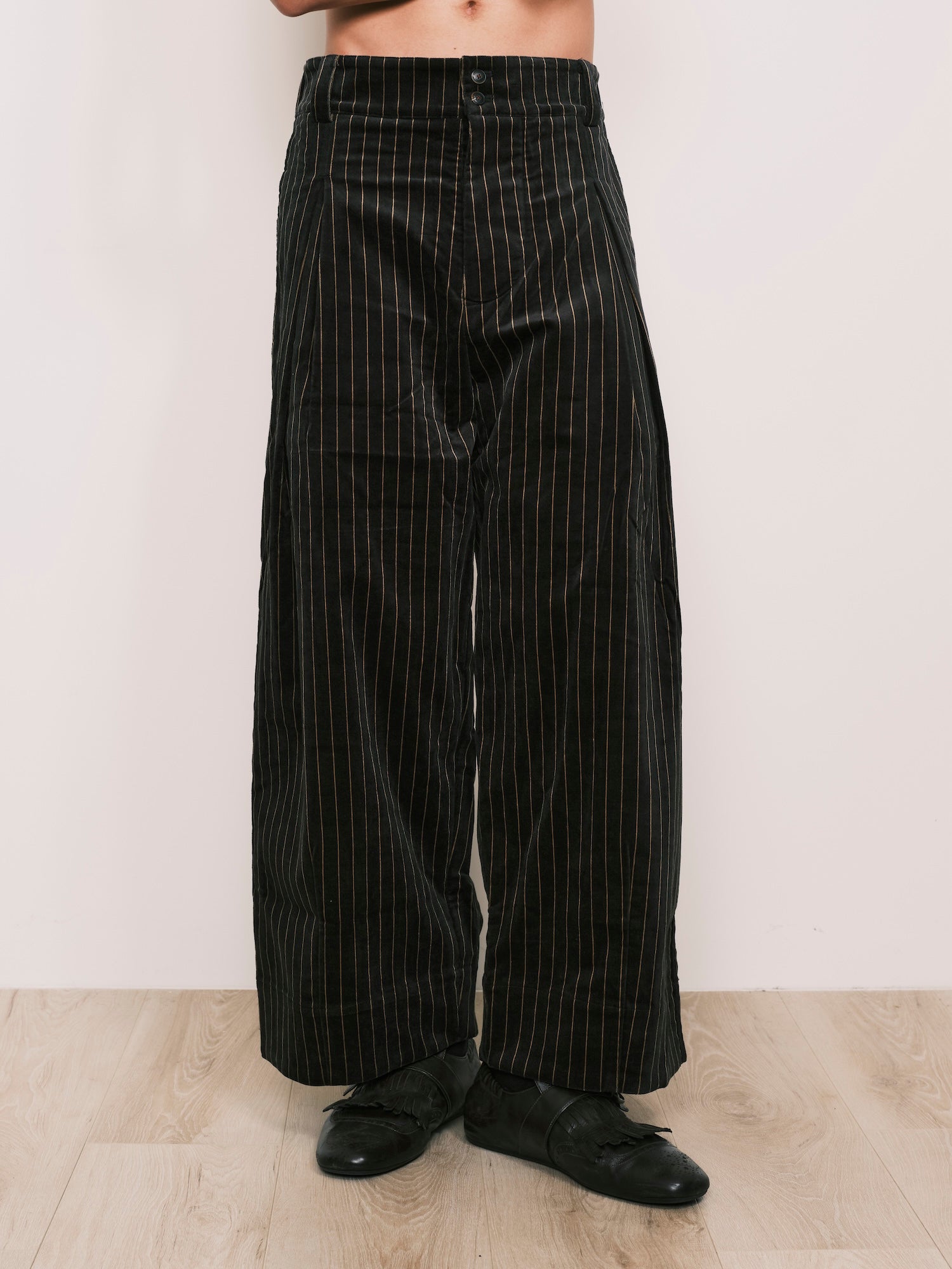 Velvet Pinstripe Pants