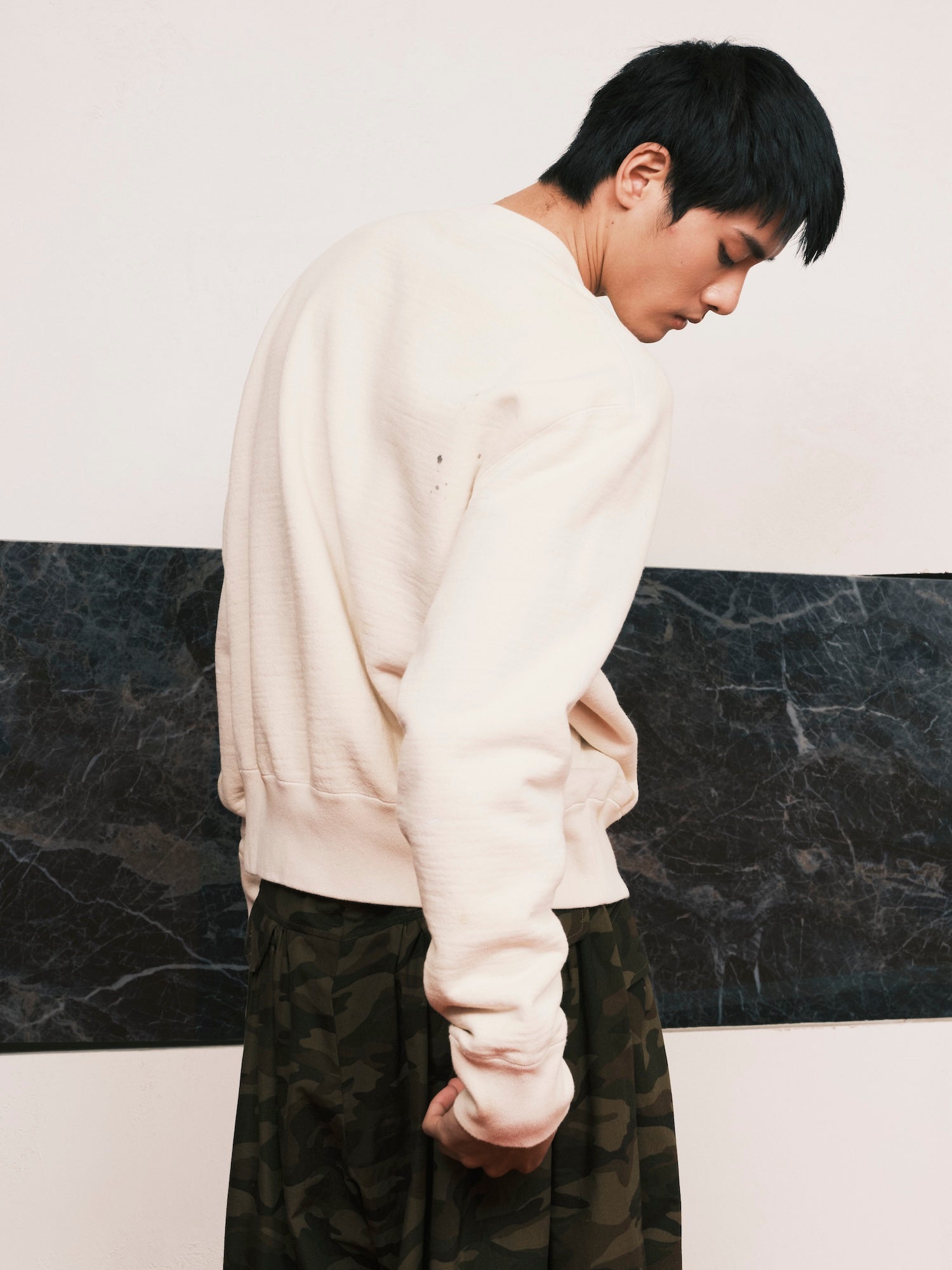 Vintage-Effect Sweat Cardigan