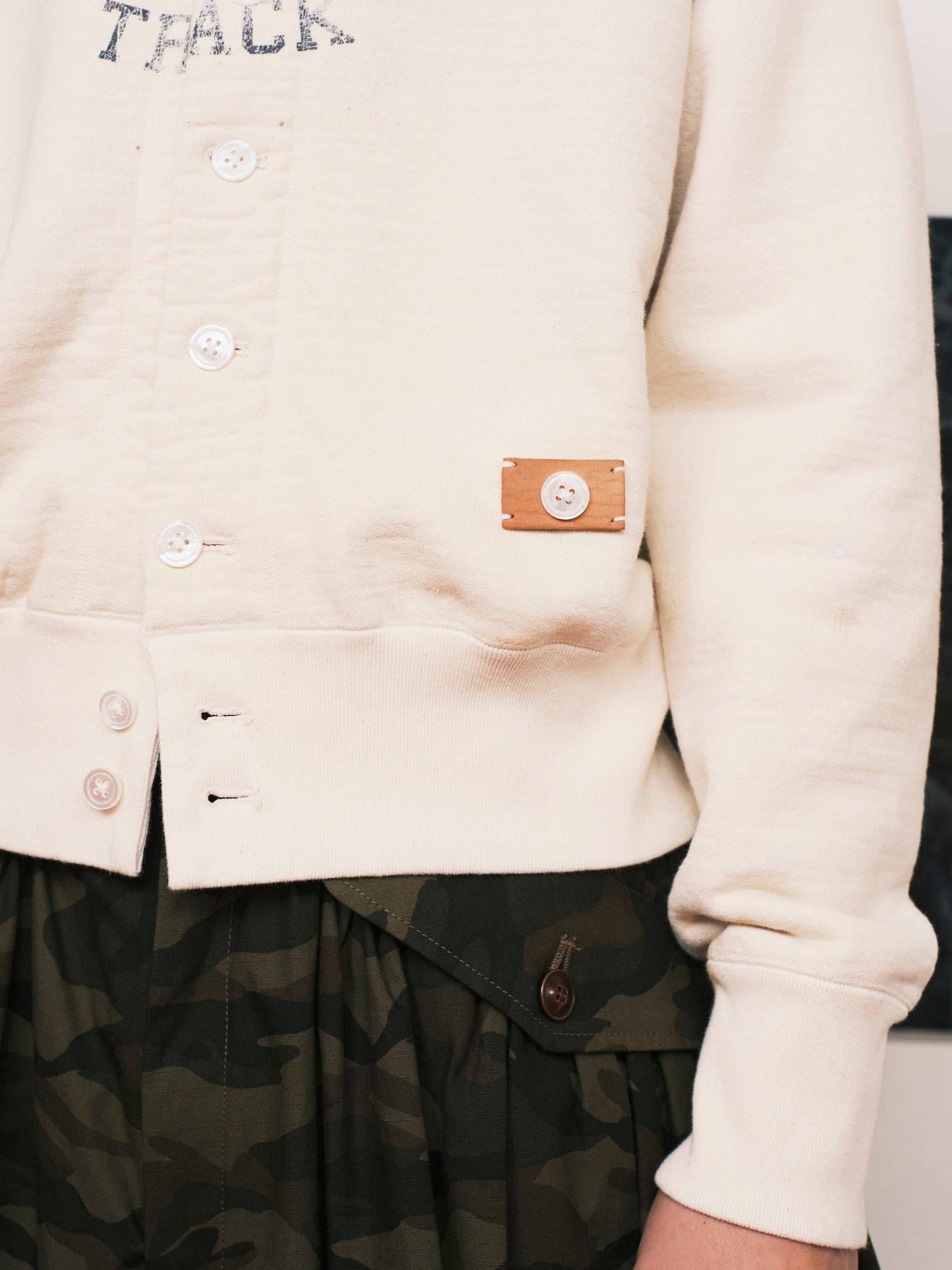 Vintage-Effect Sweat Cardigan