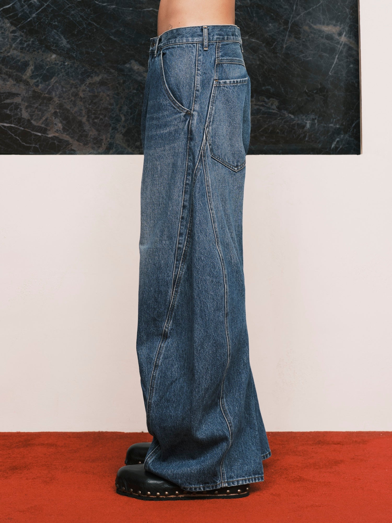 3D Cutting Denim Pants