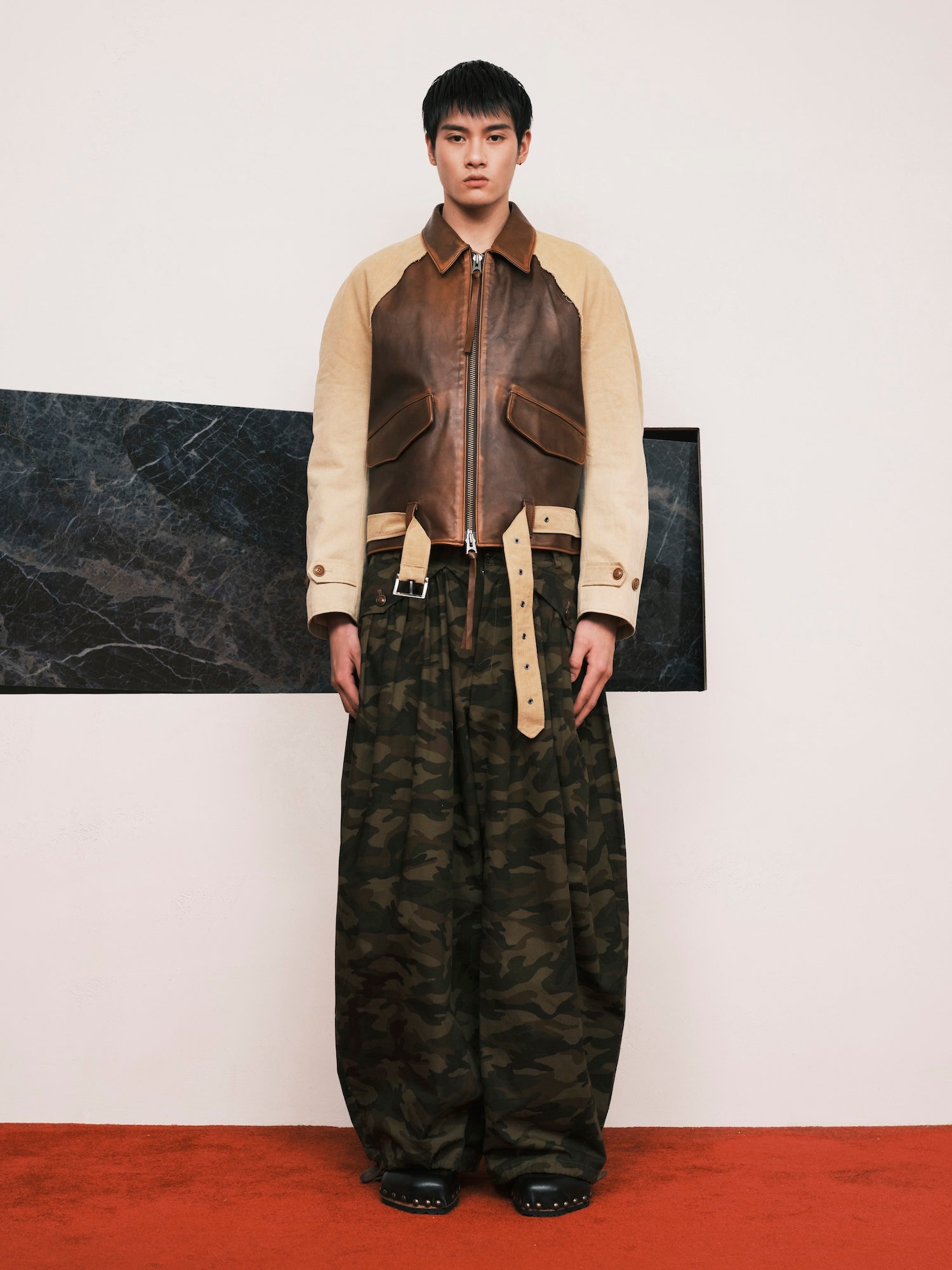 Vintage-effect Leather Jacket