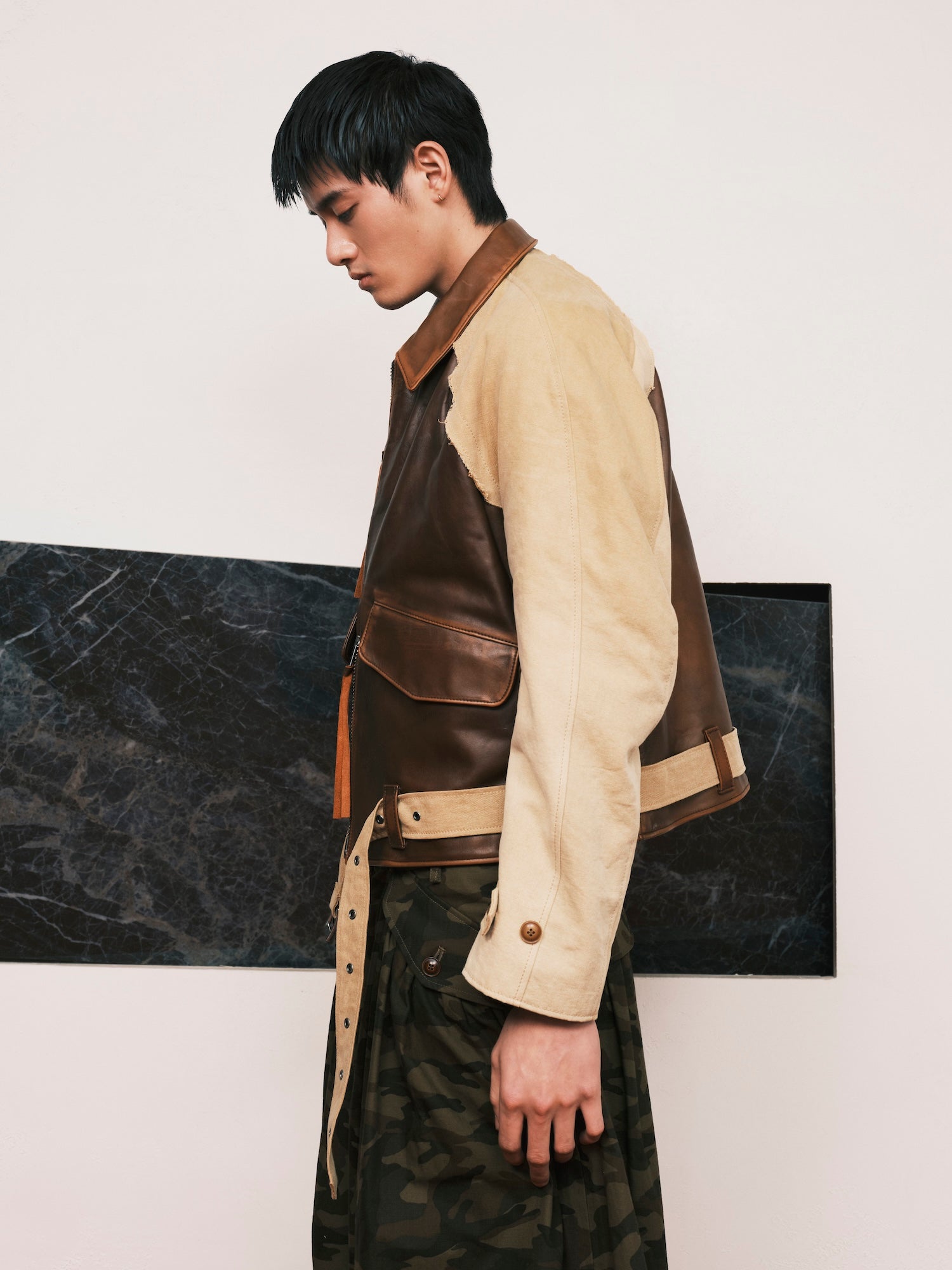 Vintage-effect Leather Jacket