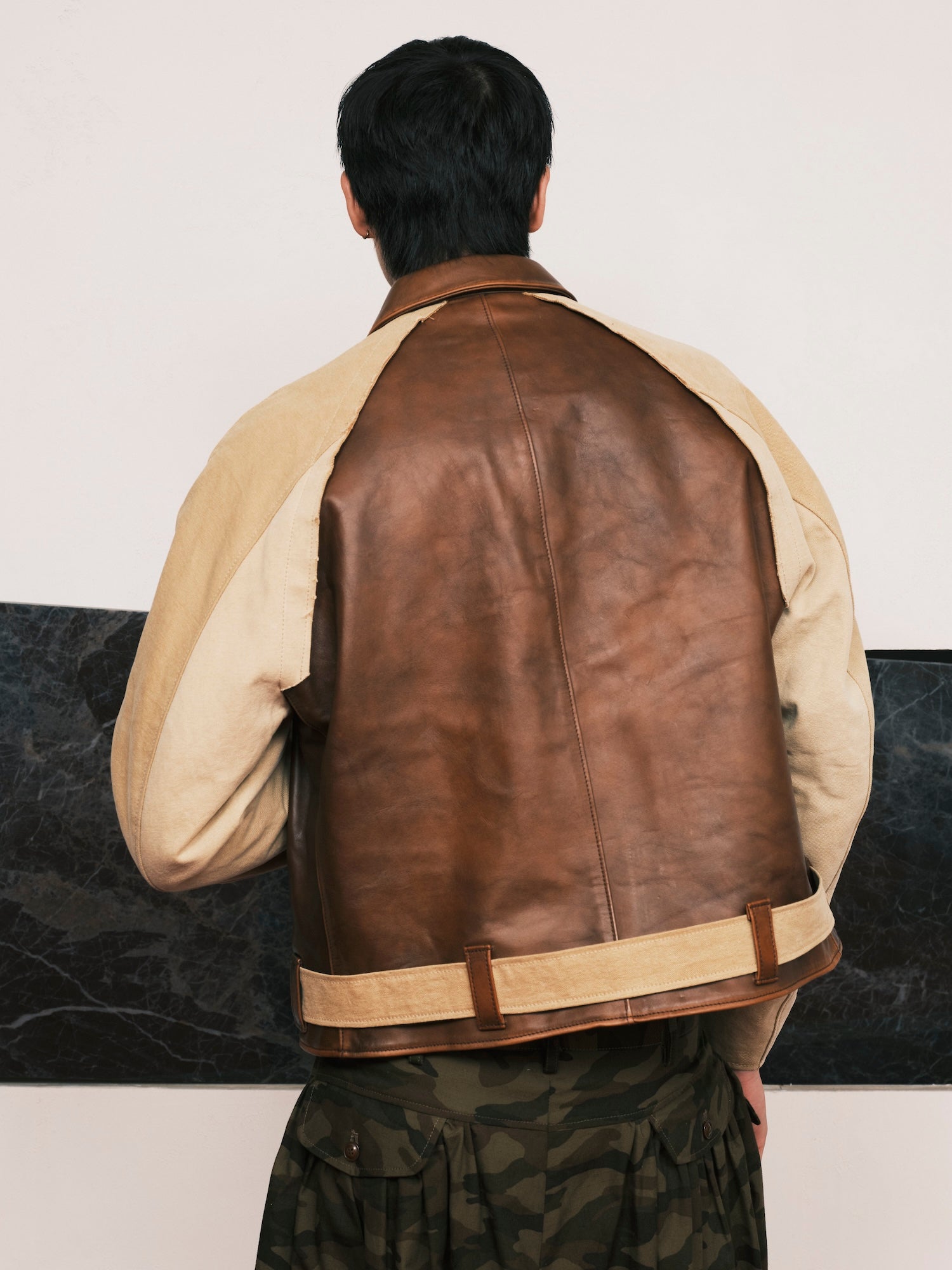 Vintage-effect Leather Jacket