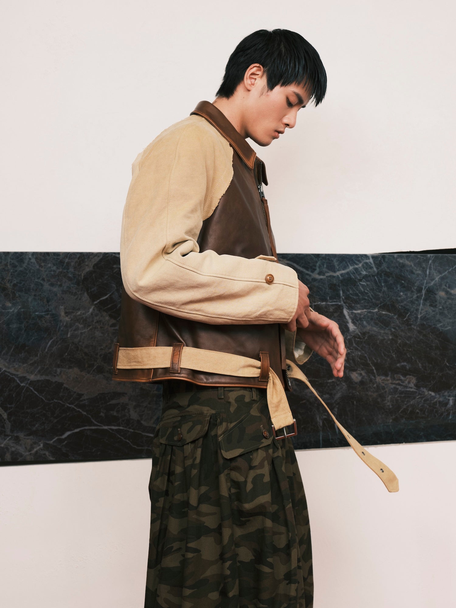 Vintage-effect Leather Jacket