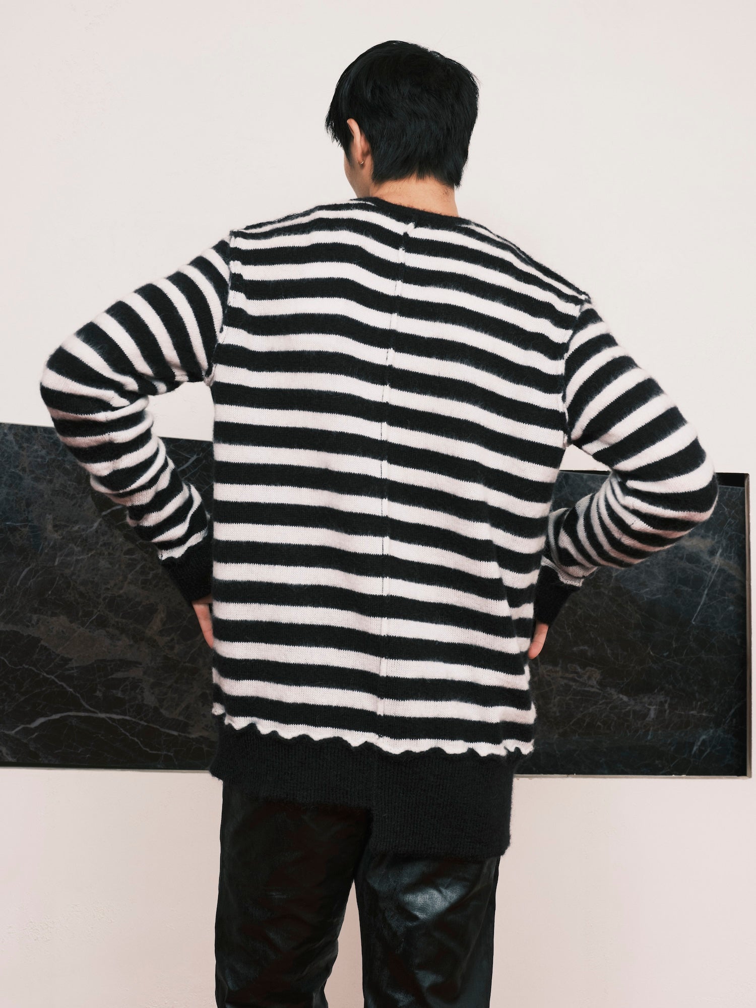 SF1OG / Mohair Cardigan Black,White - Road Sign