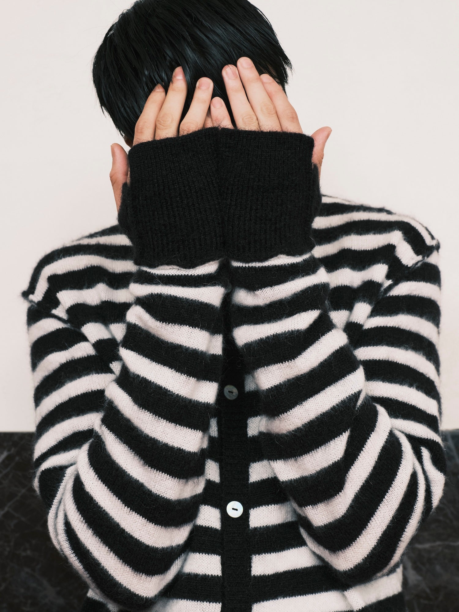 SF1OG / Mohair Cardigan Black,White - Road Sign