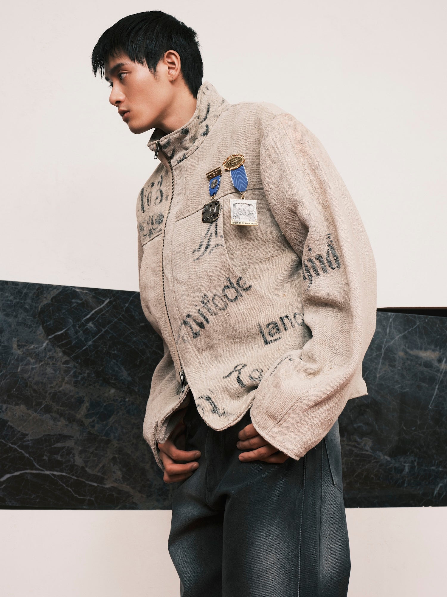 Padded Antique Linen Jacket