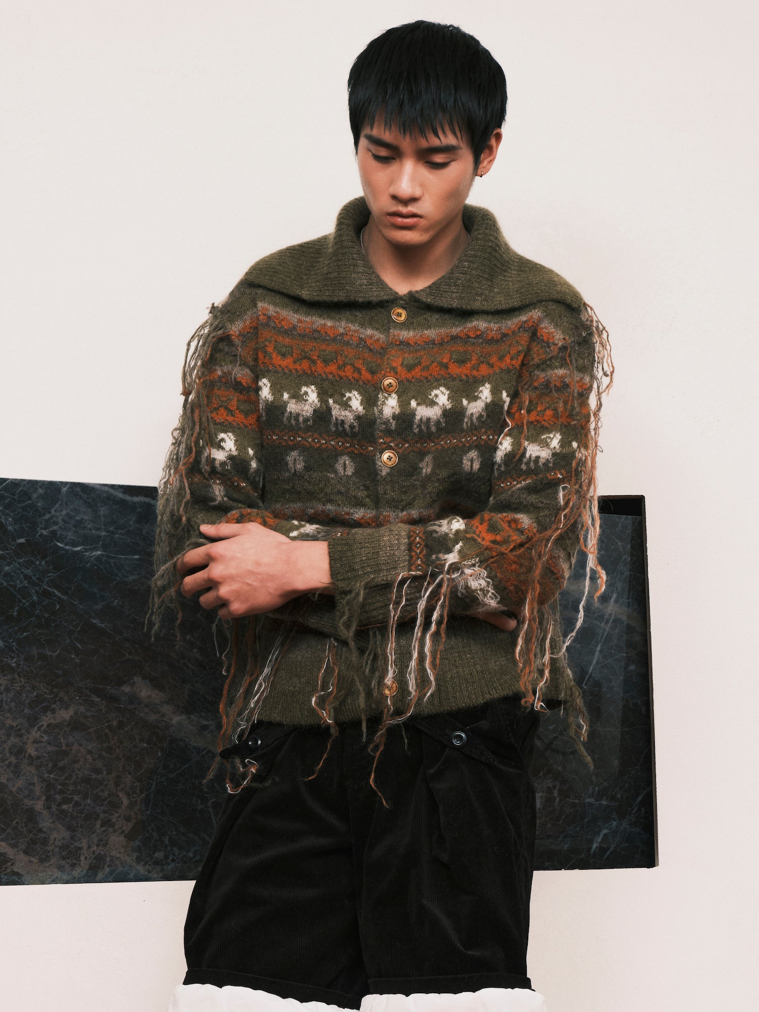 Fair-Isle Sheep Knit Cardigan