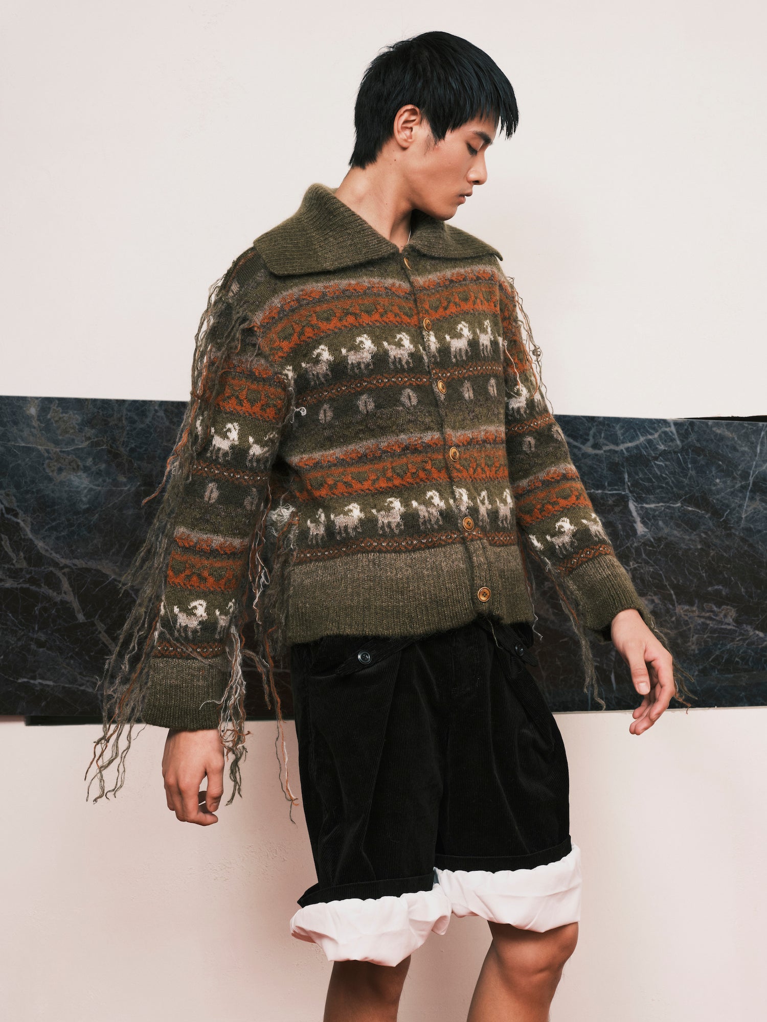 Fair-Isle Sheep Knit Cardigan